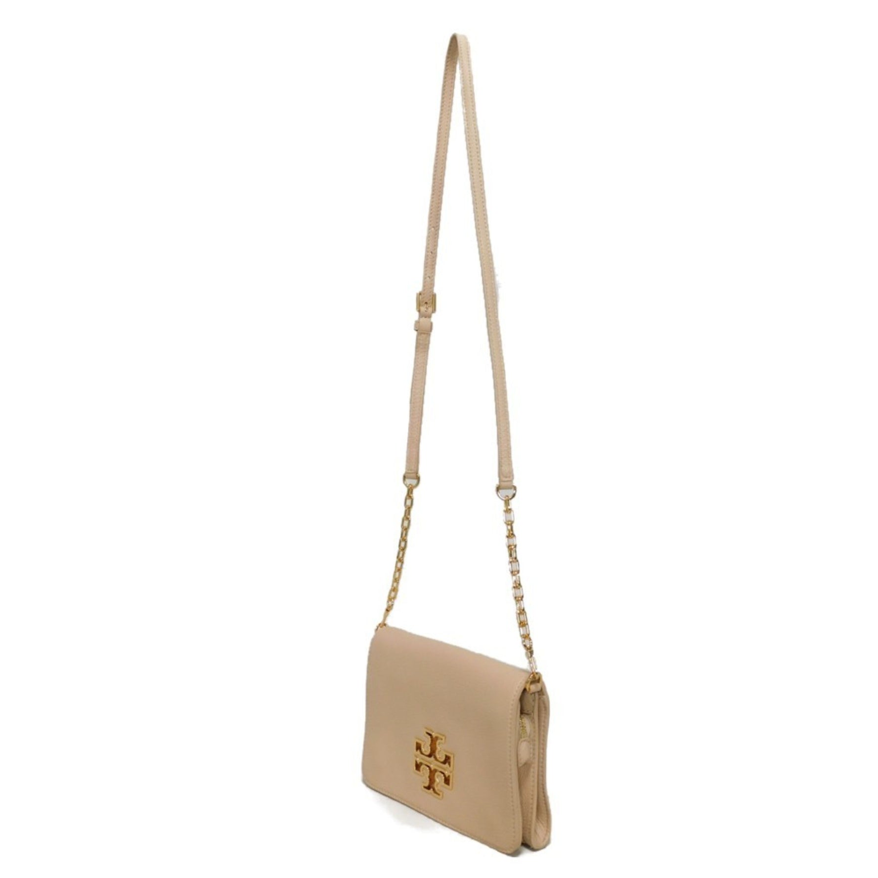Tory Burch Shoulder Bag Britain Combo Crossbody Chain Double T Metal Pink Beige Women's