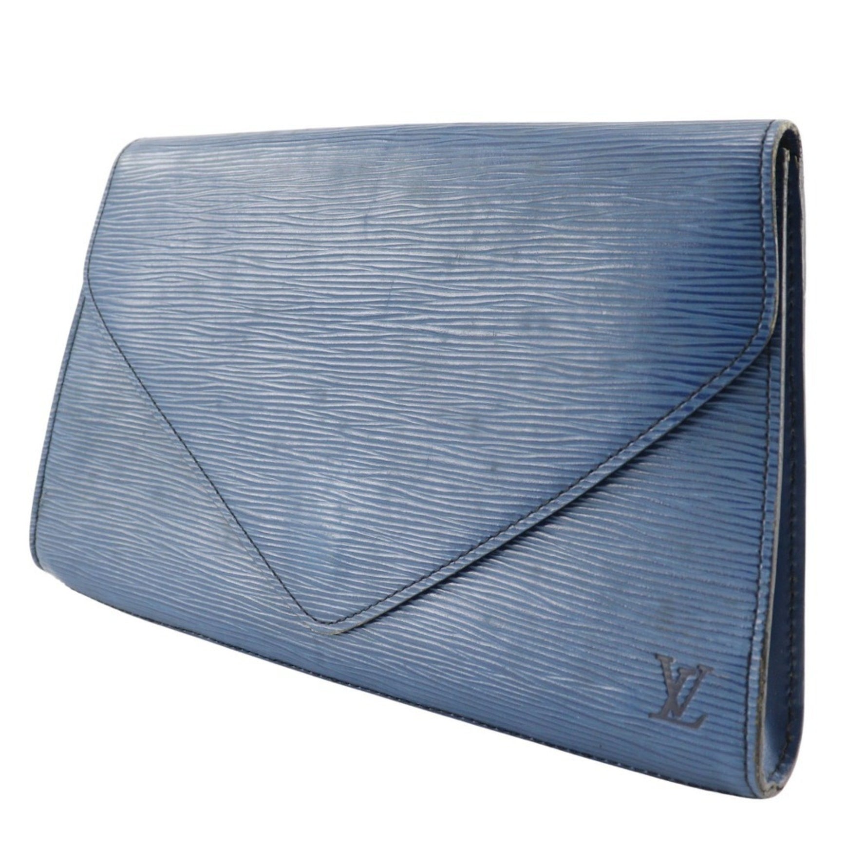 Louis Vuitton Art Deco Clutch Bag Second Epi Leather Toledo Blue 1990 Snap Button