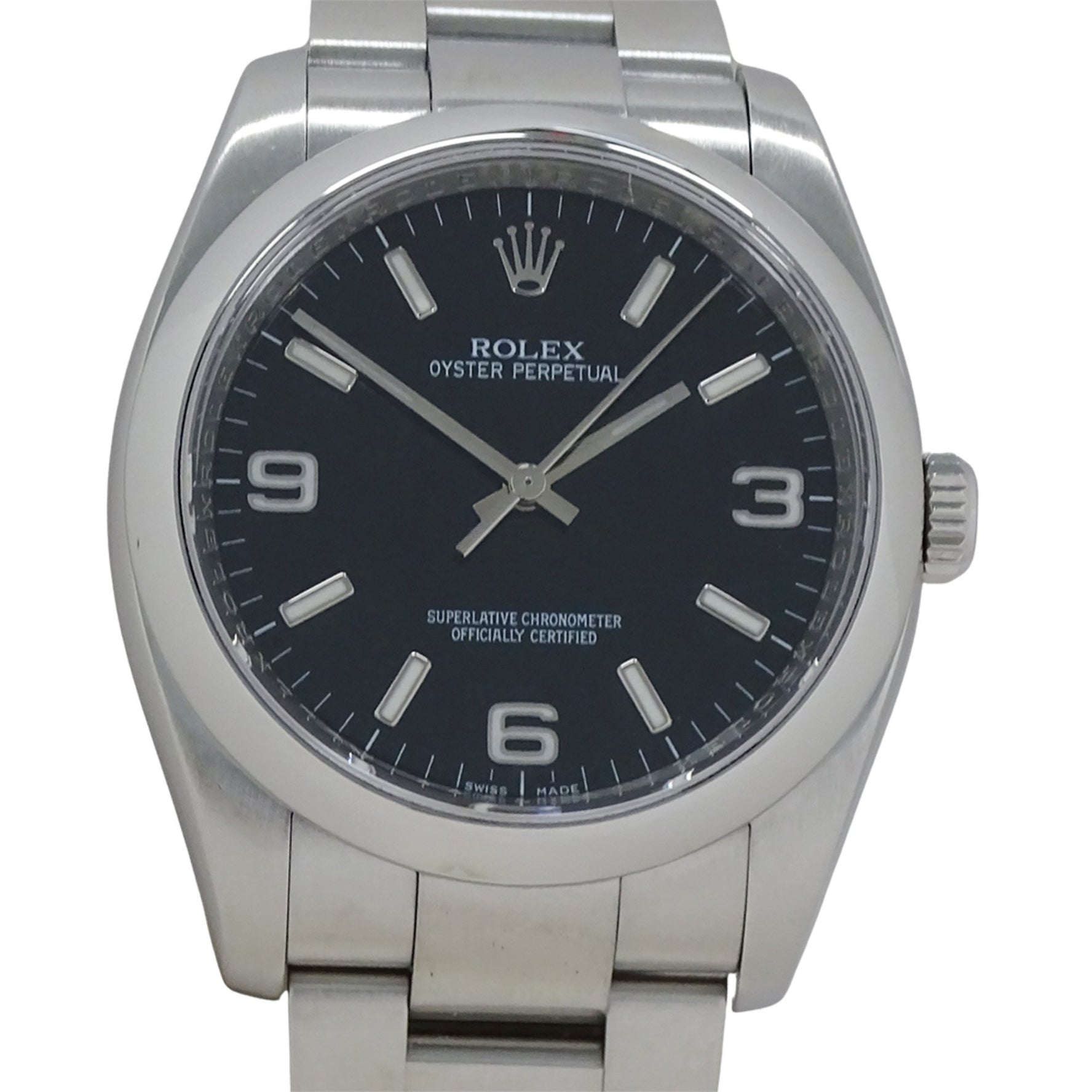 Rolex Oyster Perpetual M-number watch brand automatic winding AT stainless steel SS silver black polished