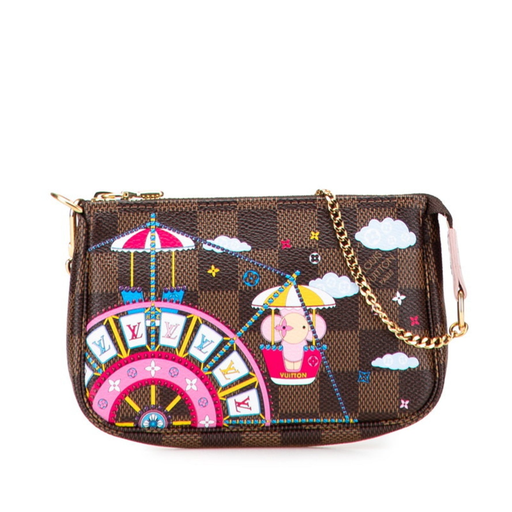 Louis Vuitton Damier Vivienne Mini Pochette Accessoires Brown Multicolor Leather LOUIS VUITTON