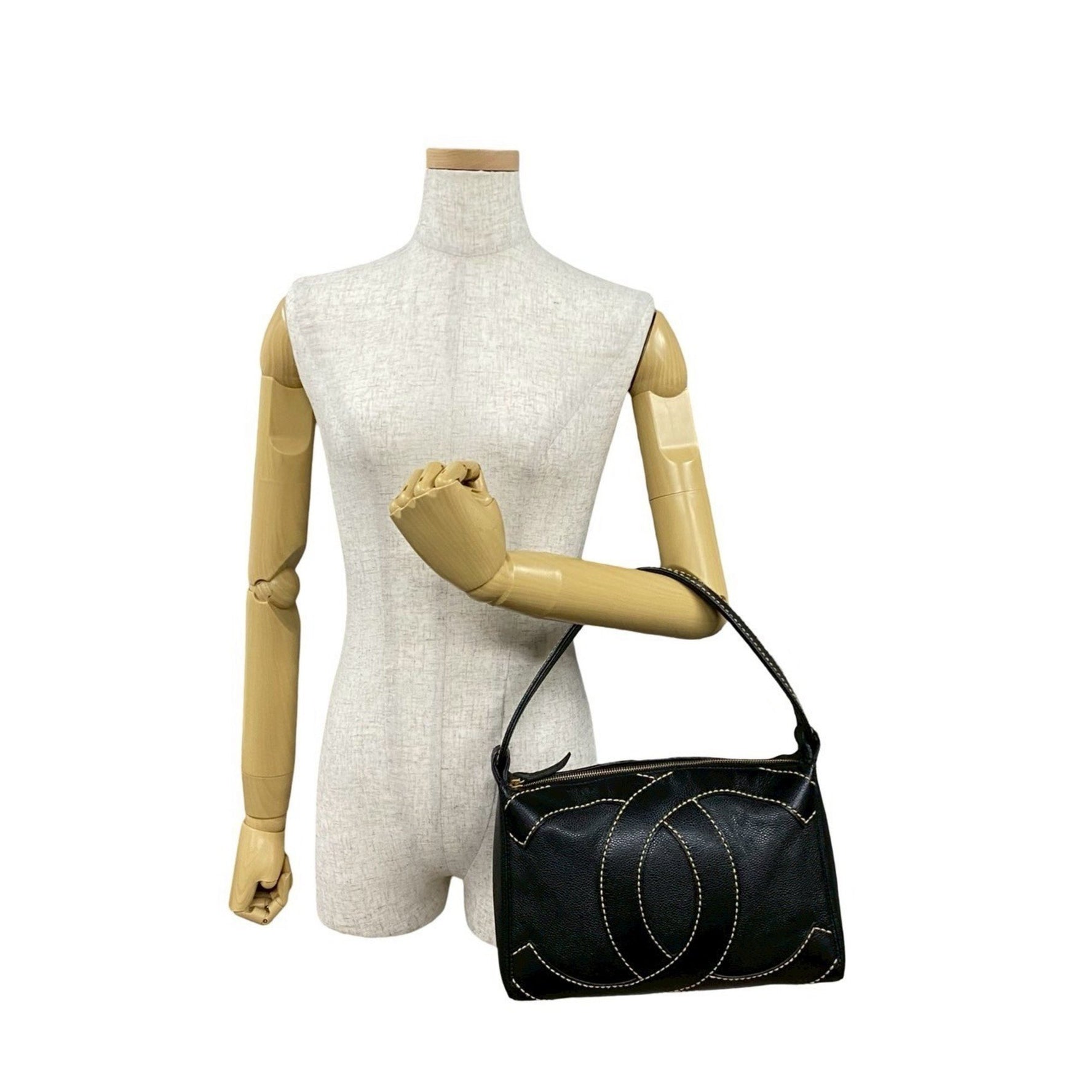 CHANEL Wild Stitch Coco Mark Caviar Leather Handbag in