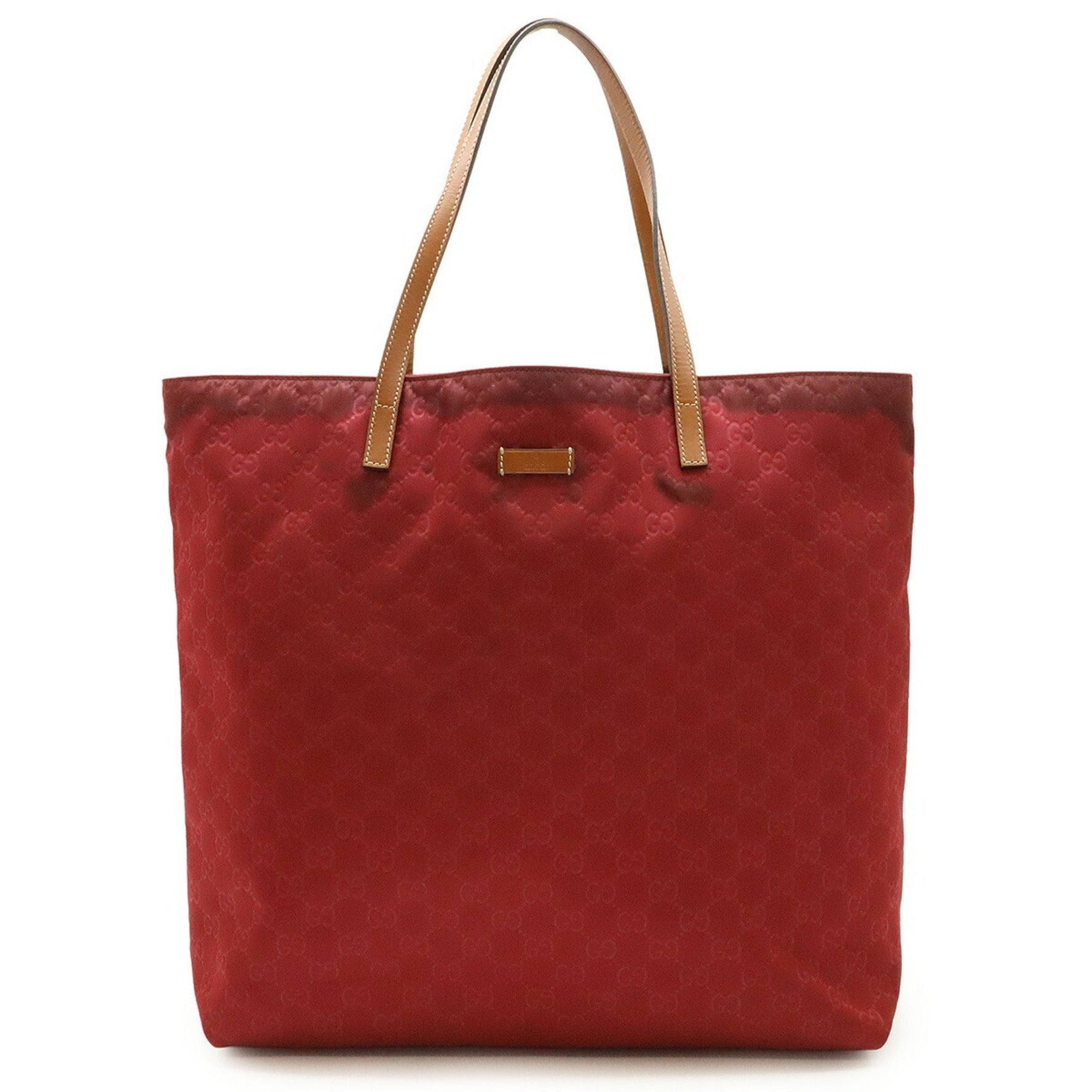 GUCCI GG nylon tote bag shoulder leather red