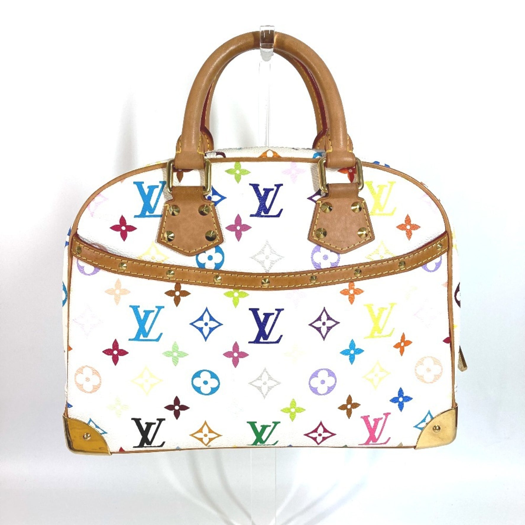 Louis Vuitton Monogram Multicolor Trouville Bag Mini Boston Handbag Canvas Blanc White