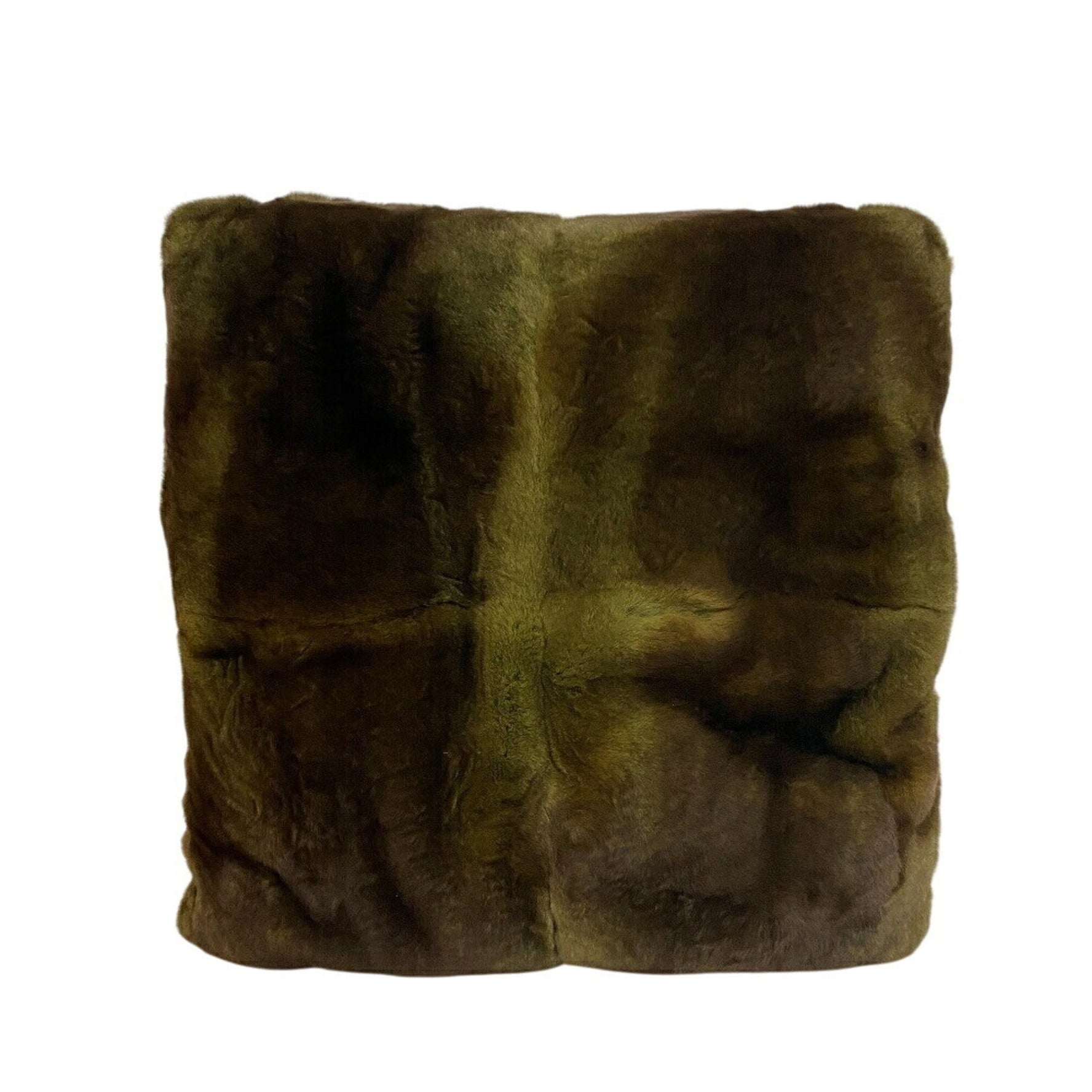 HERMES Cushion Fur Khaki Green Unisex