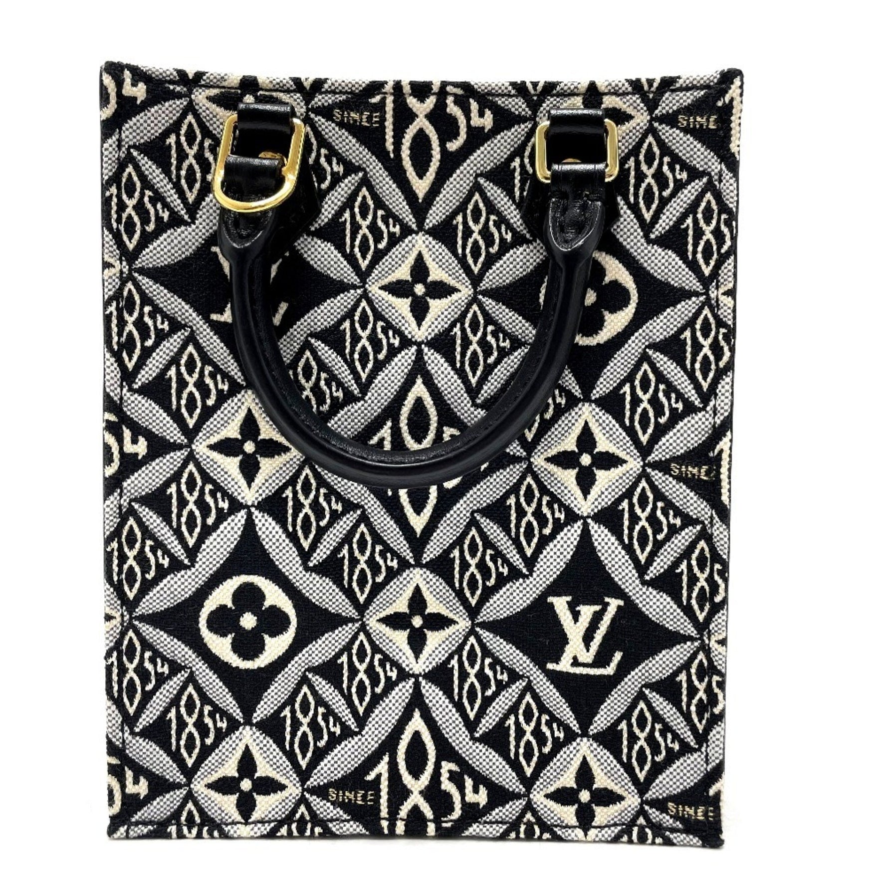 LOUIS VUITTON M80484 Monogram Jacquard SINCE 1854 Petite Sac Plat 2-Way Handbag, Jacquard, Women's, Black/Blue