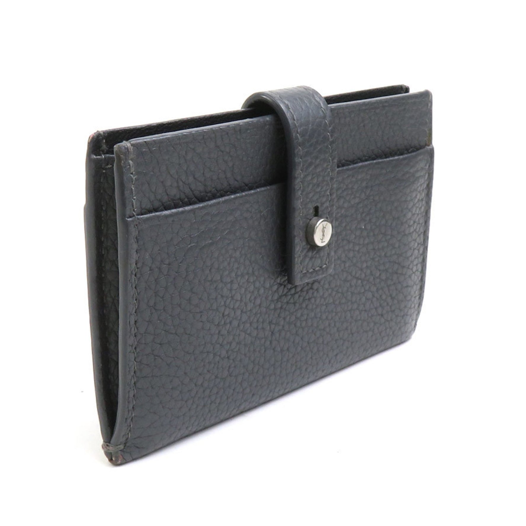 Saint Laurent SAINT LAURENT Business Card Holder/Card Case Leather Grey Men's Women's 56082a