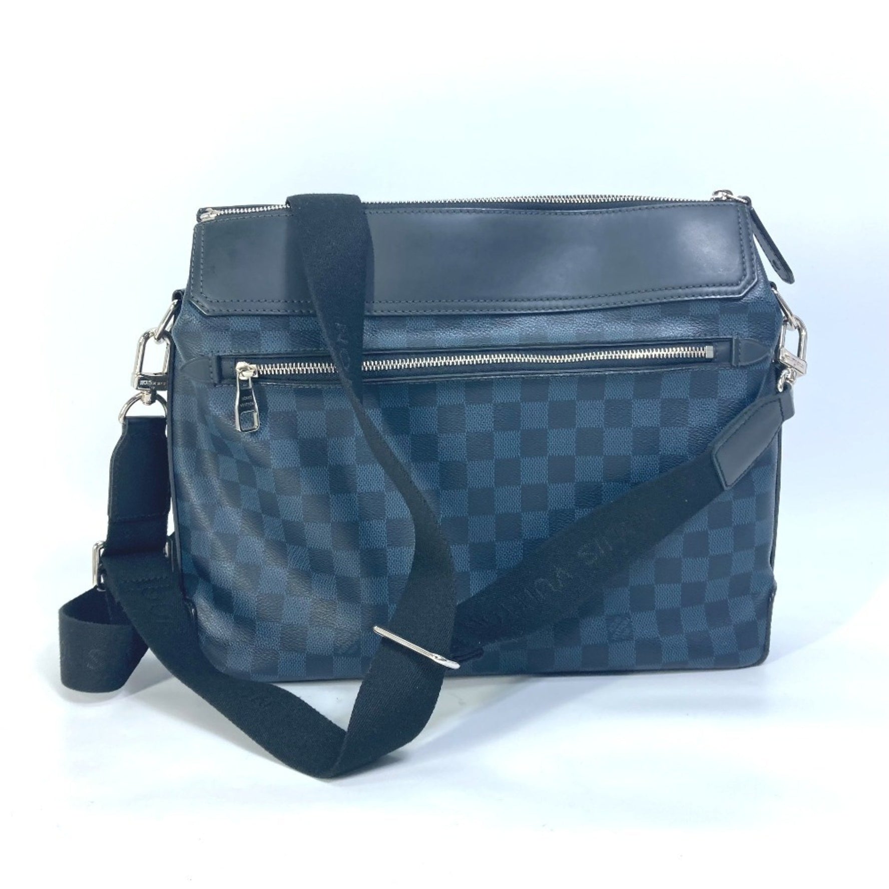 LOUIS VUITTON N41348 Damier Cobalt Messenger Greenwich Shoulder Bag in Canvas, Navy Blue