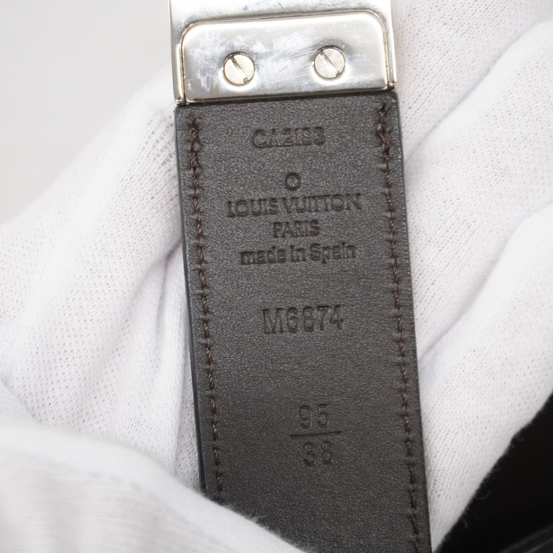 Louis Vuitton Damier Santur Lango Belt M6874 Black Men's