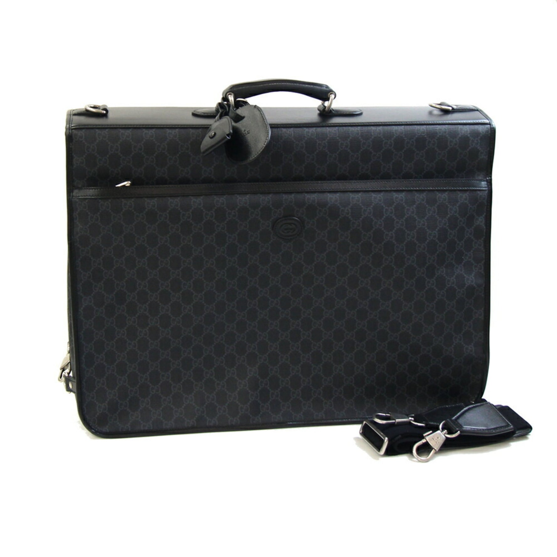Gucci GG Supreme Bag Black/Gray PVC Leather Case with Shoulder Strap and Interlocking G Design