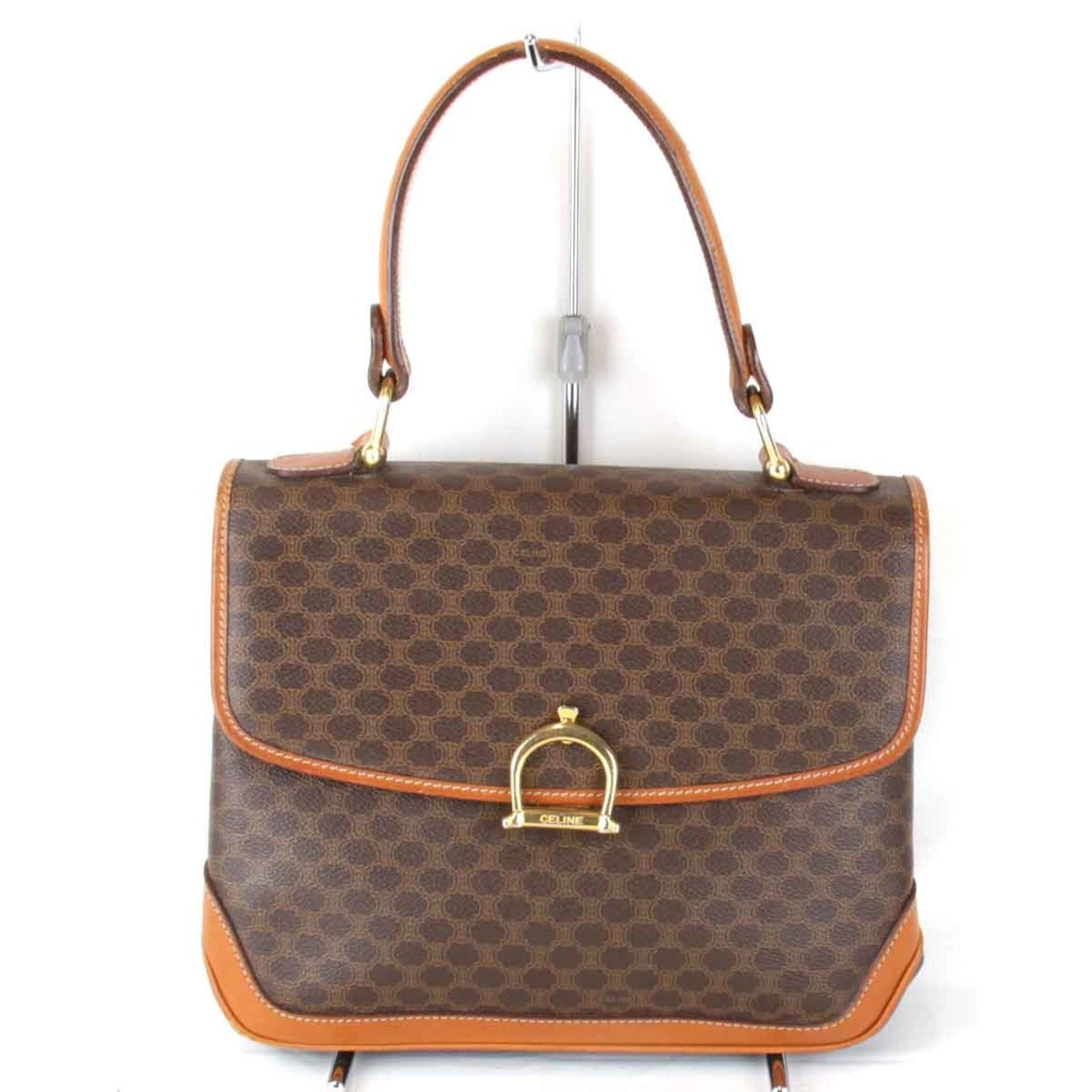 CELINE Macadam Pattern Handbag Leather/Brown