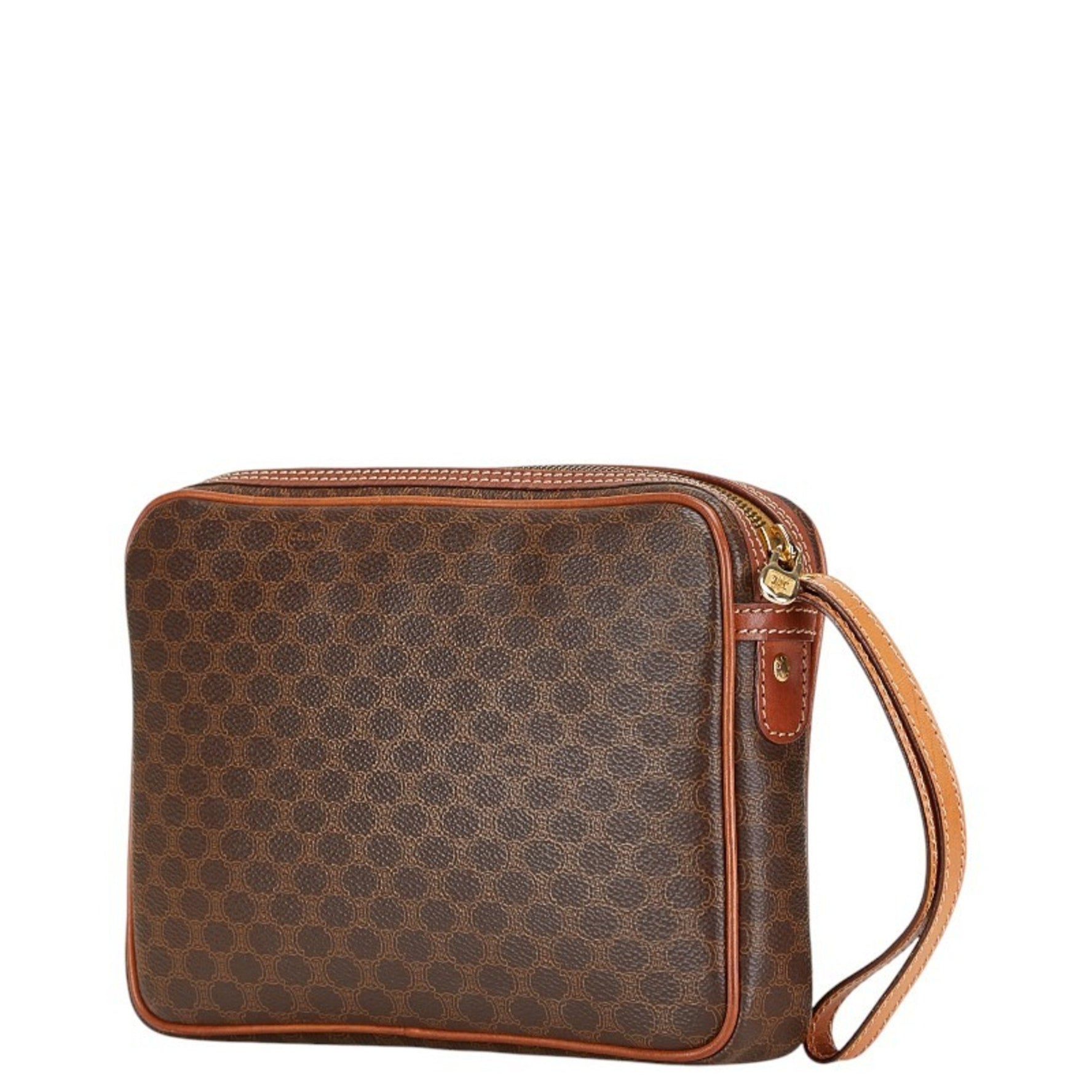 Celine Macadam Second Bag Clutch Brown PVC Leather