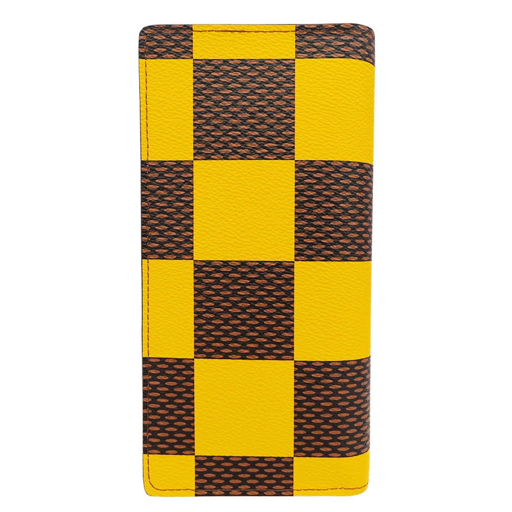 Louis Vuitton Damier Pop Canvas Long Wallet, Portefeuille Brazza NM, Yellow/Brown