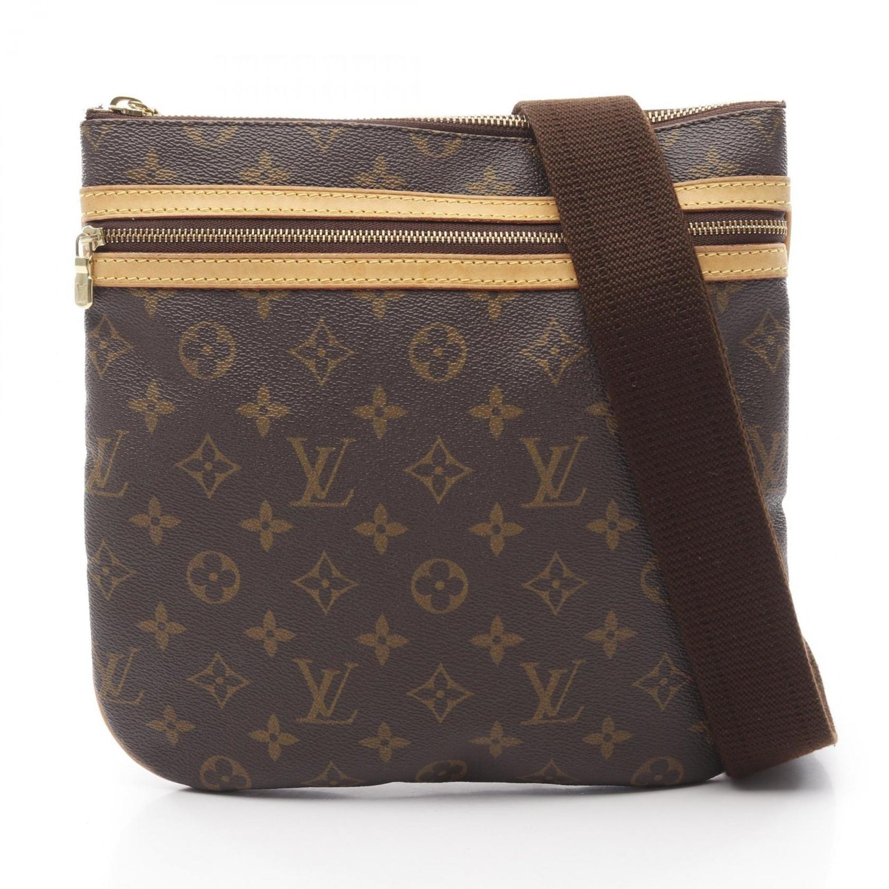 Louis Vuitton Pochette Bosphore Shoulder Bag Coated Canvas Leather Monogram Brown