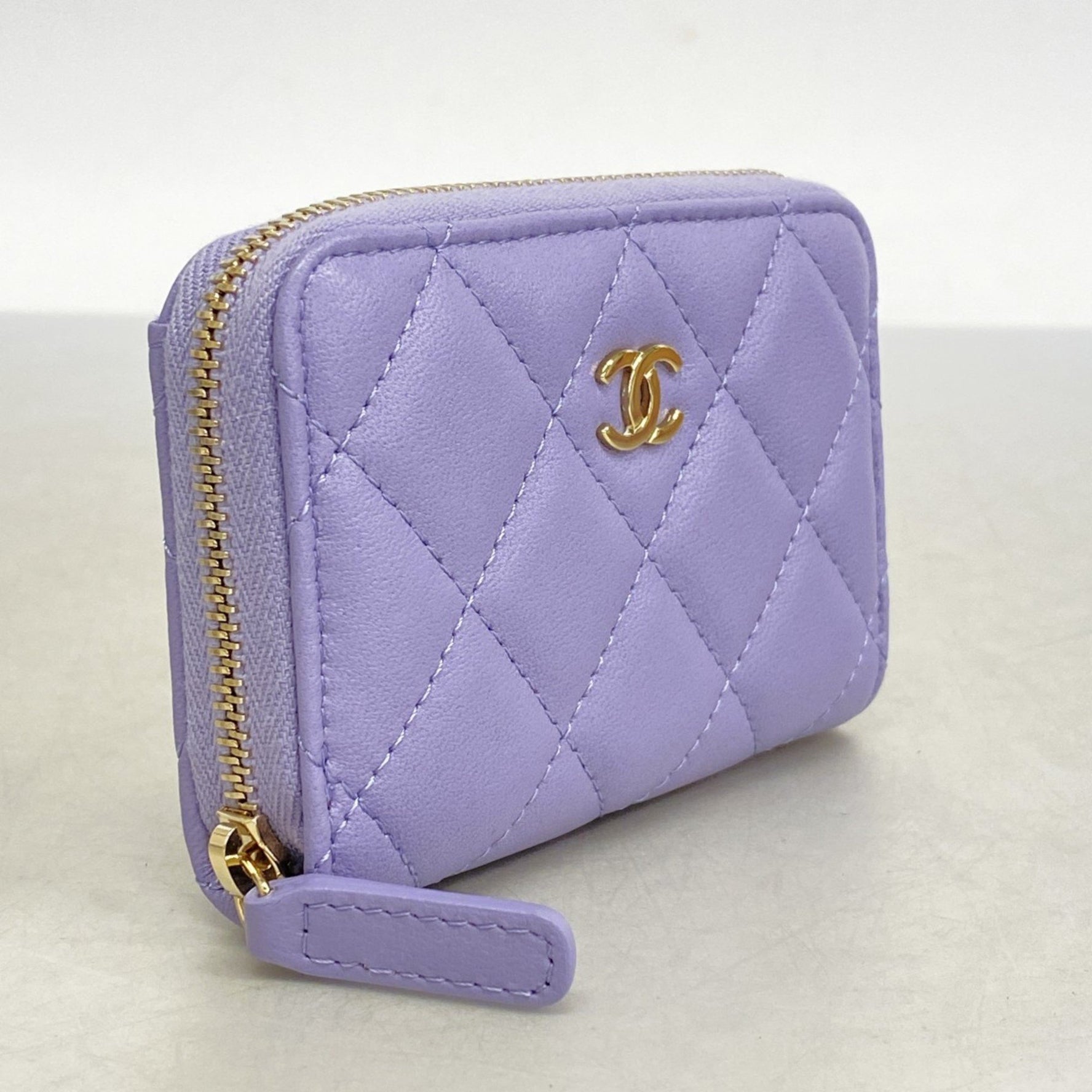 Chanel wallet/coin case, Matelasse lambskin, purple champagne, for women