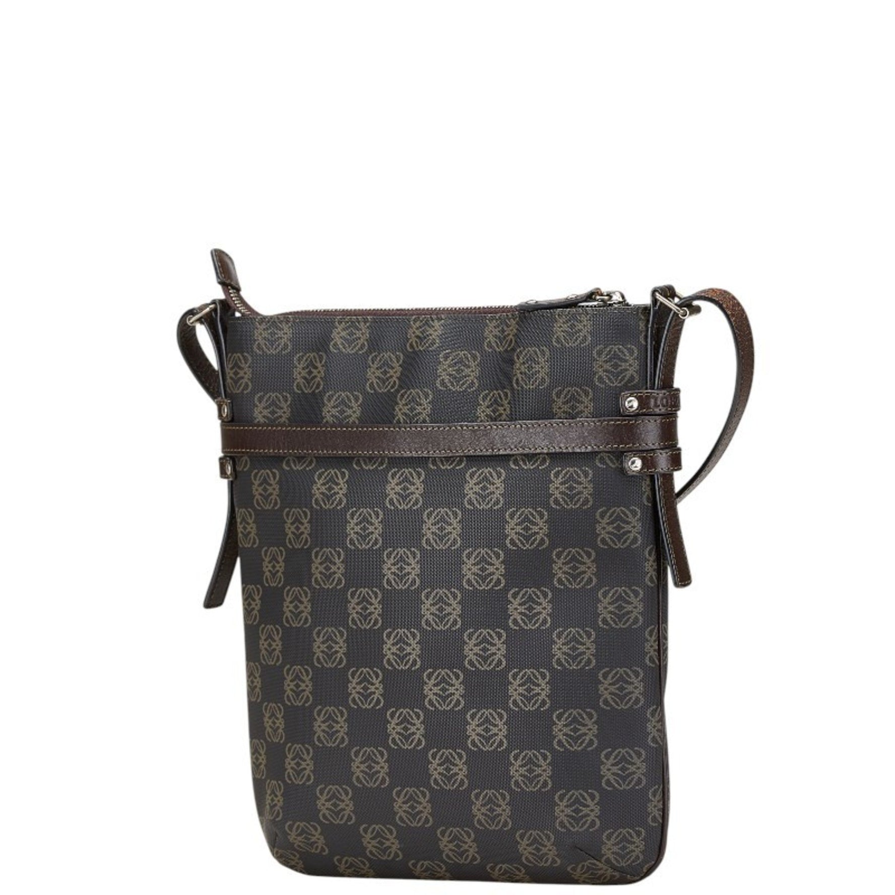 LOEWE Anagram Crossbody Shoulder Bag in Black/Brown PVC and Leather