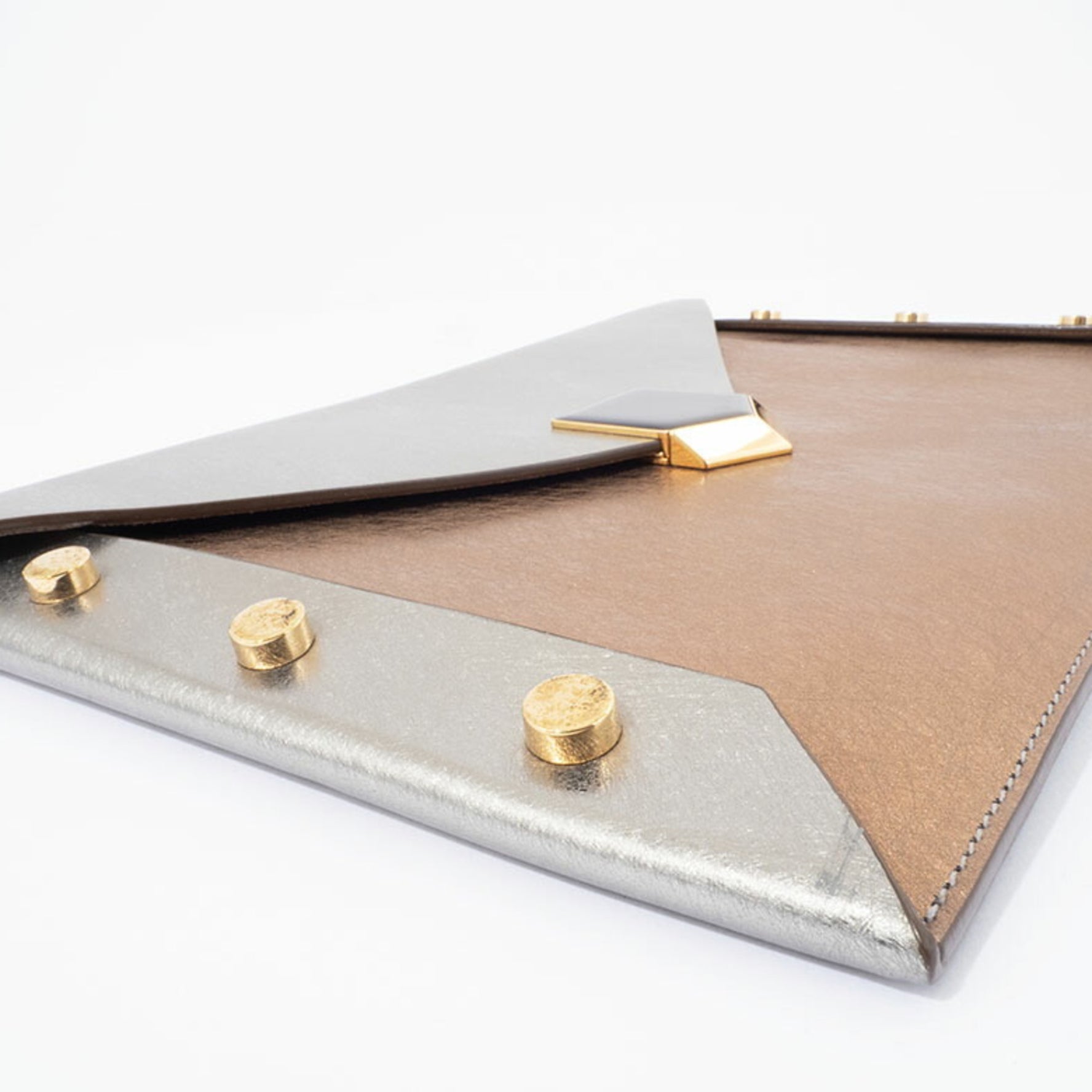 Jimmy Choo clutch bag, second leather, silver, gold, ladies'