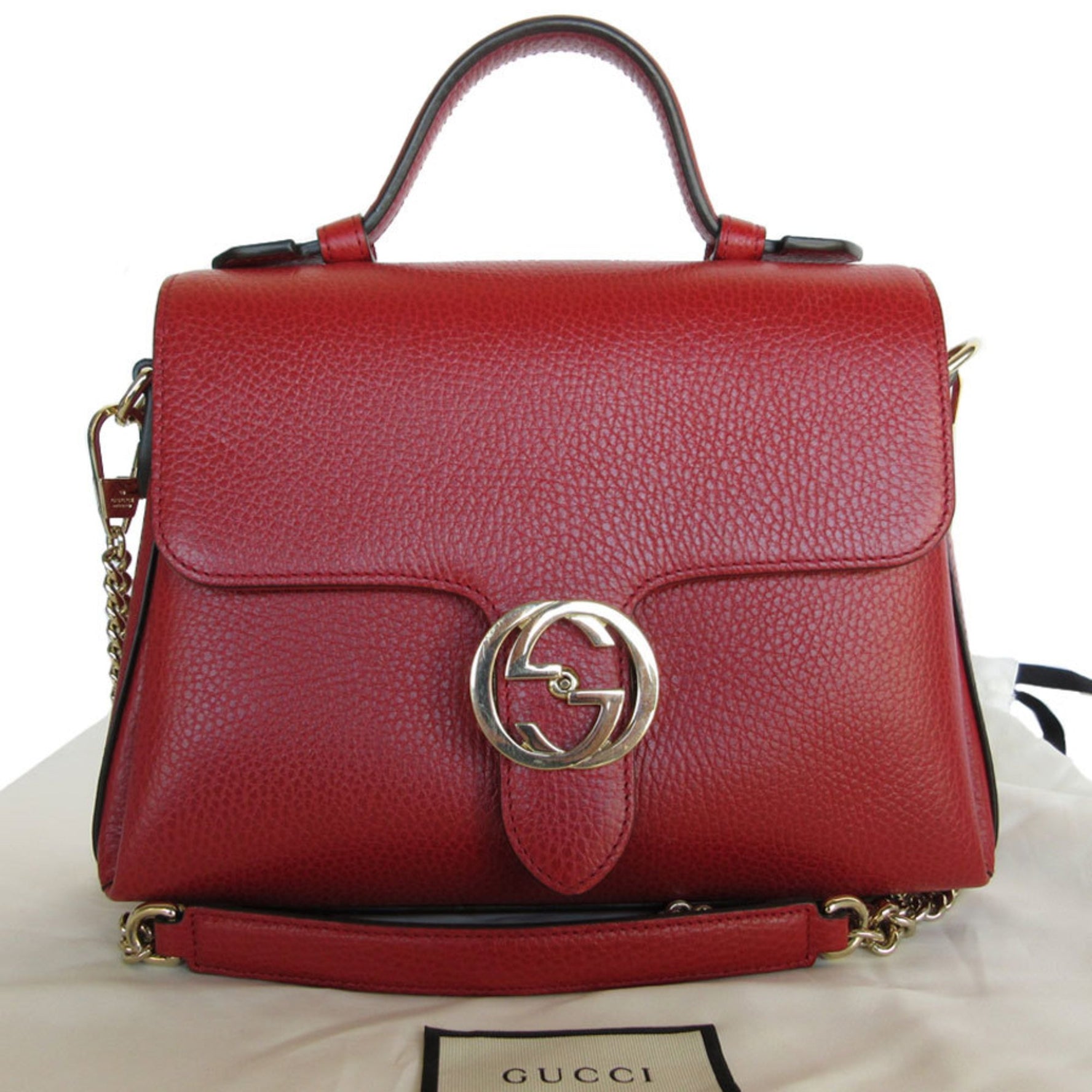 GUCCI Handbag Shoulder Bag Interlocking G Leather Red Women's s0306a