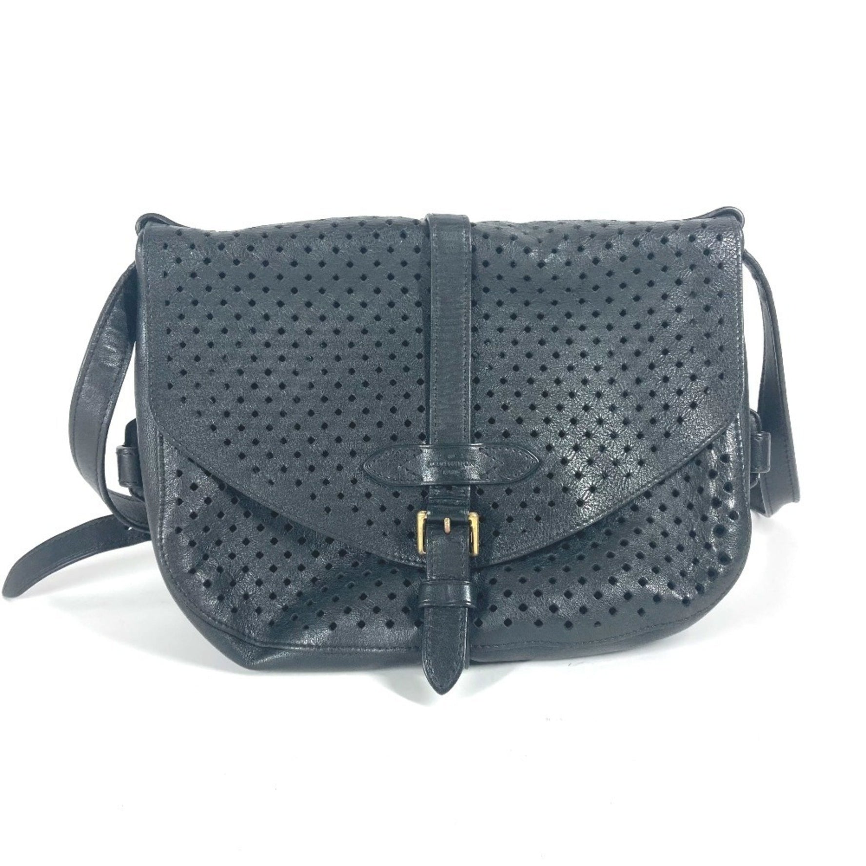 LOUIS VUITTON M94072 Perforated Flore Saumur 30 Shoulder Bag in Calfskin Leather, Noir and Black