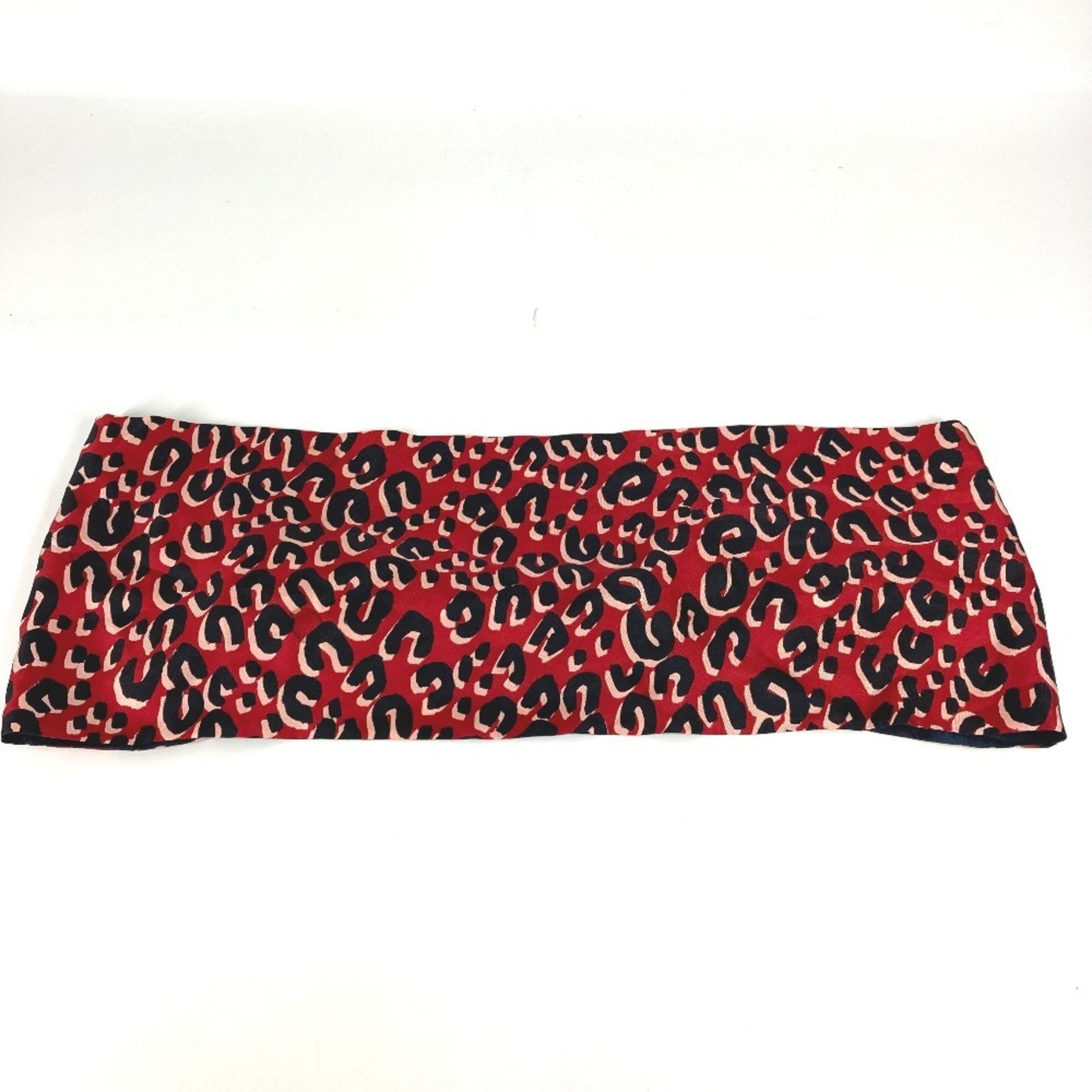 Louis Vuitton Leopard Snood Stole Shawl Scarf Silk Red