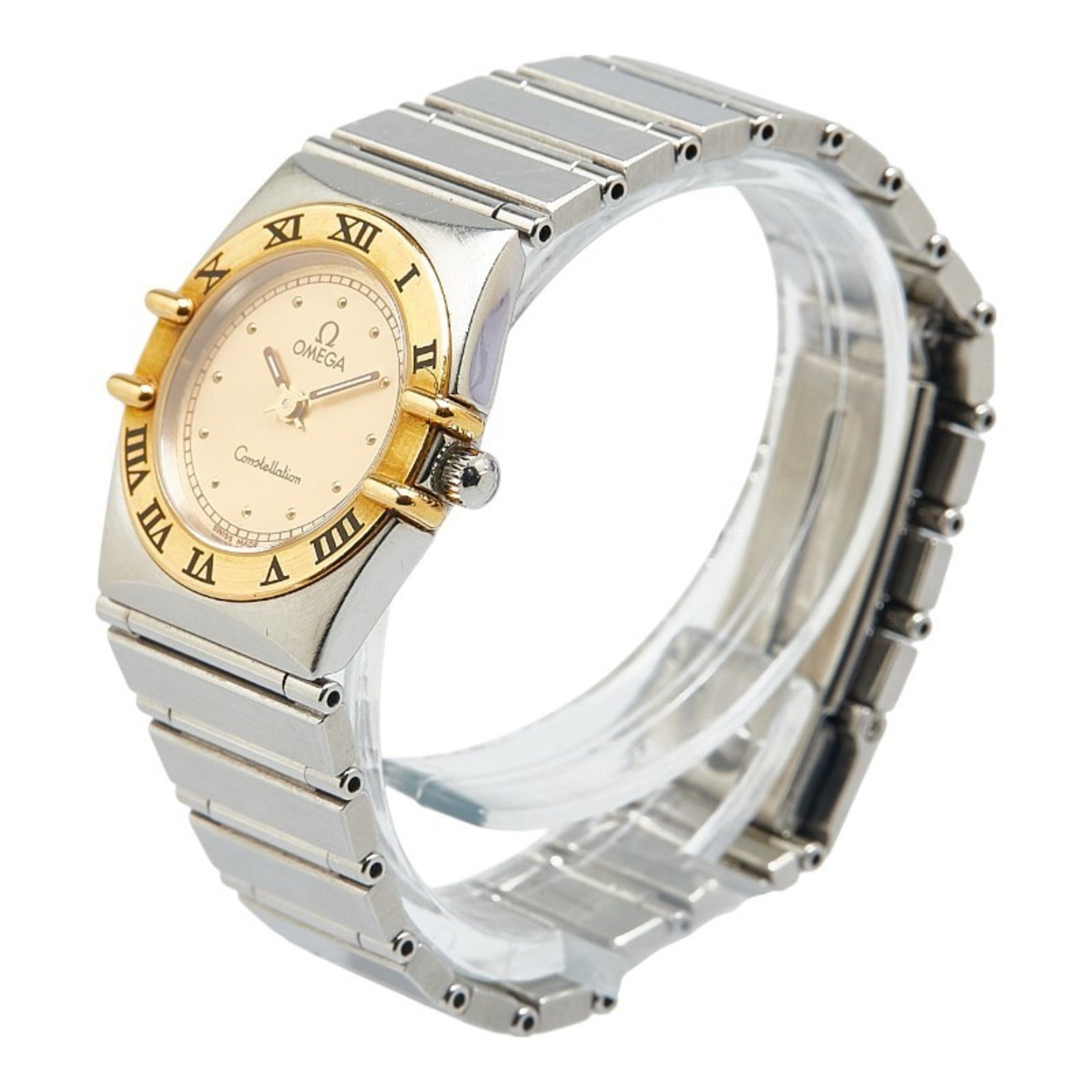 Omega Constellation Watch 1270.10.00 Quartz Gold Dial Stainless Steel