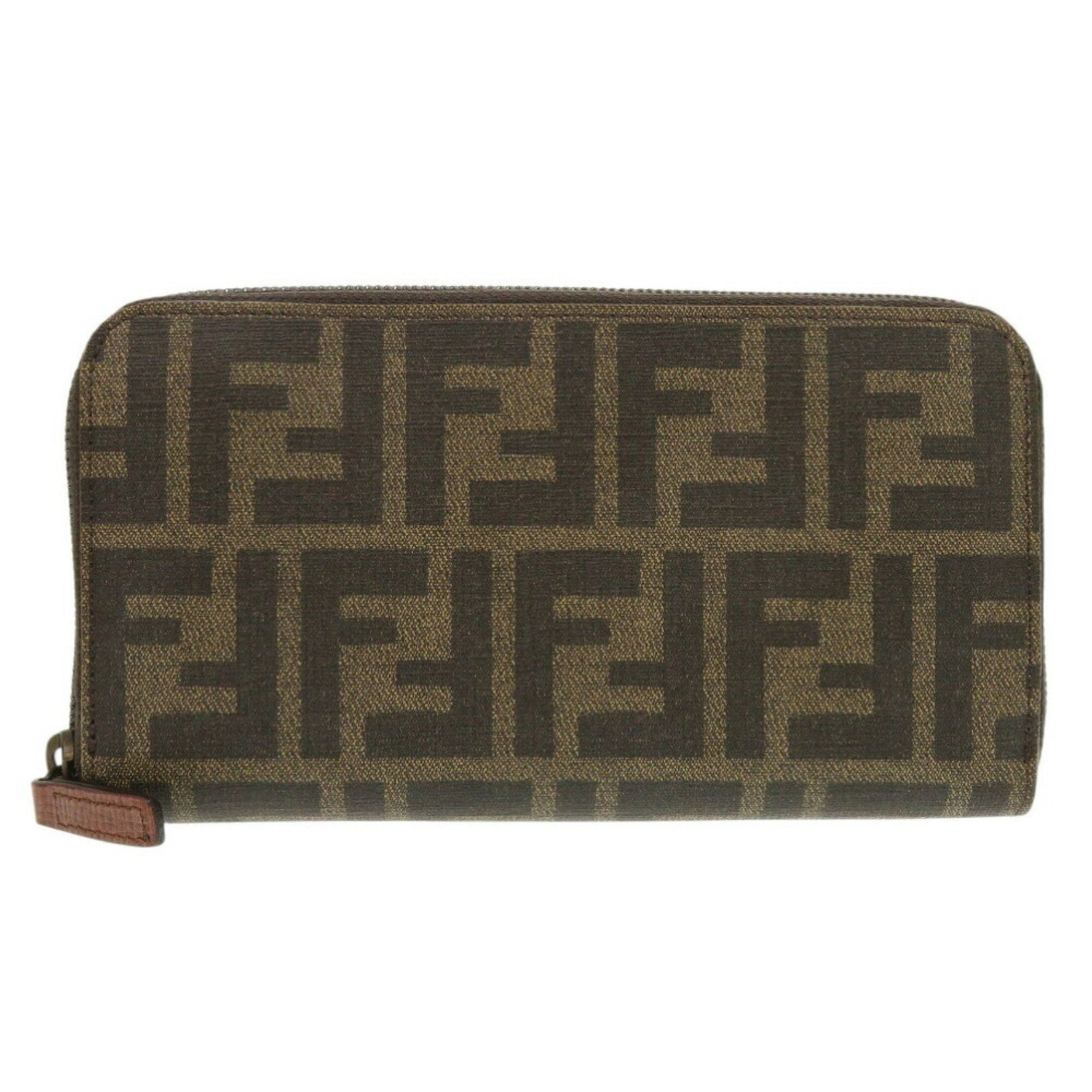 Like new Fendi Zucca pattern round PVC long wallet