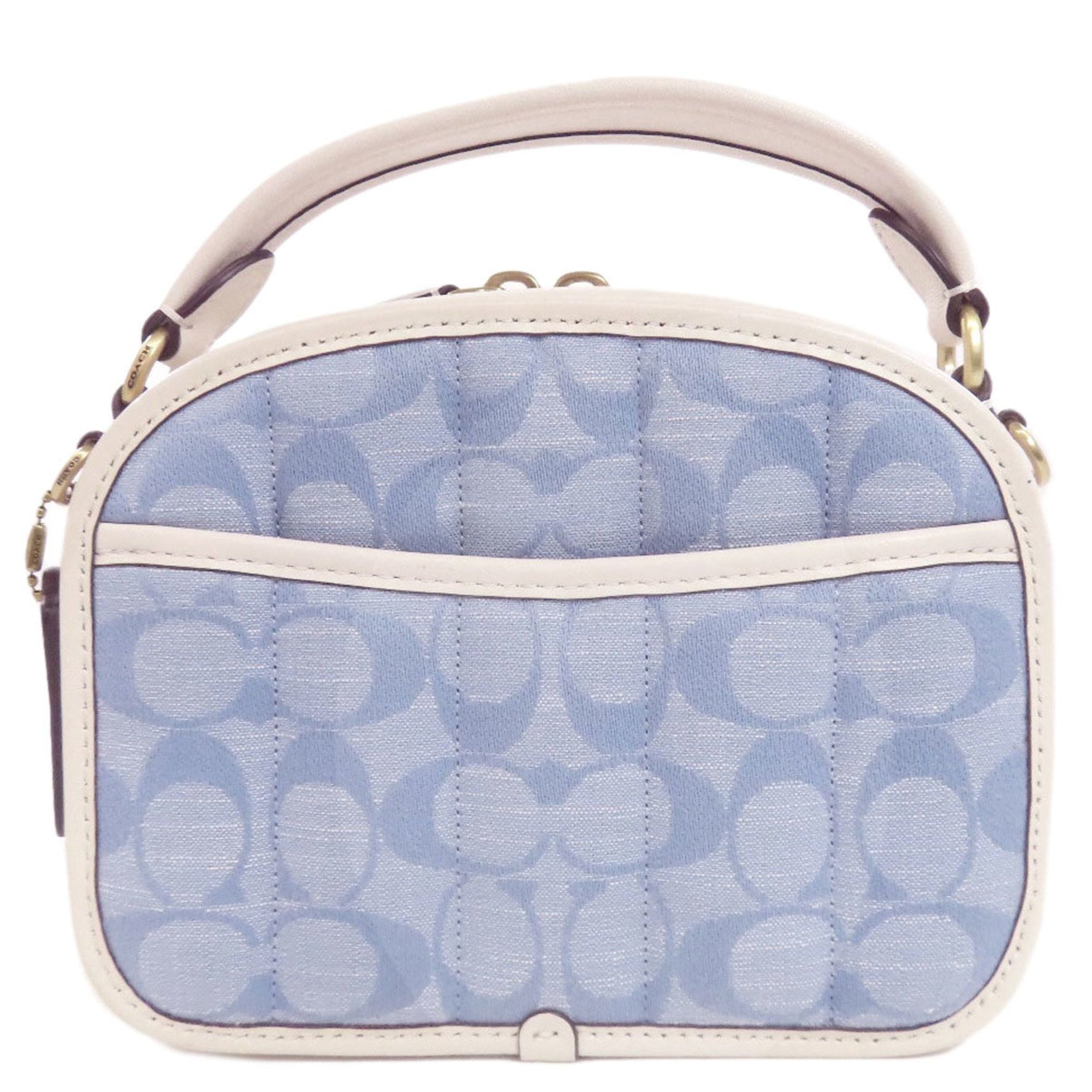 Coach Signature Handbag Denim Leather