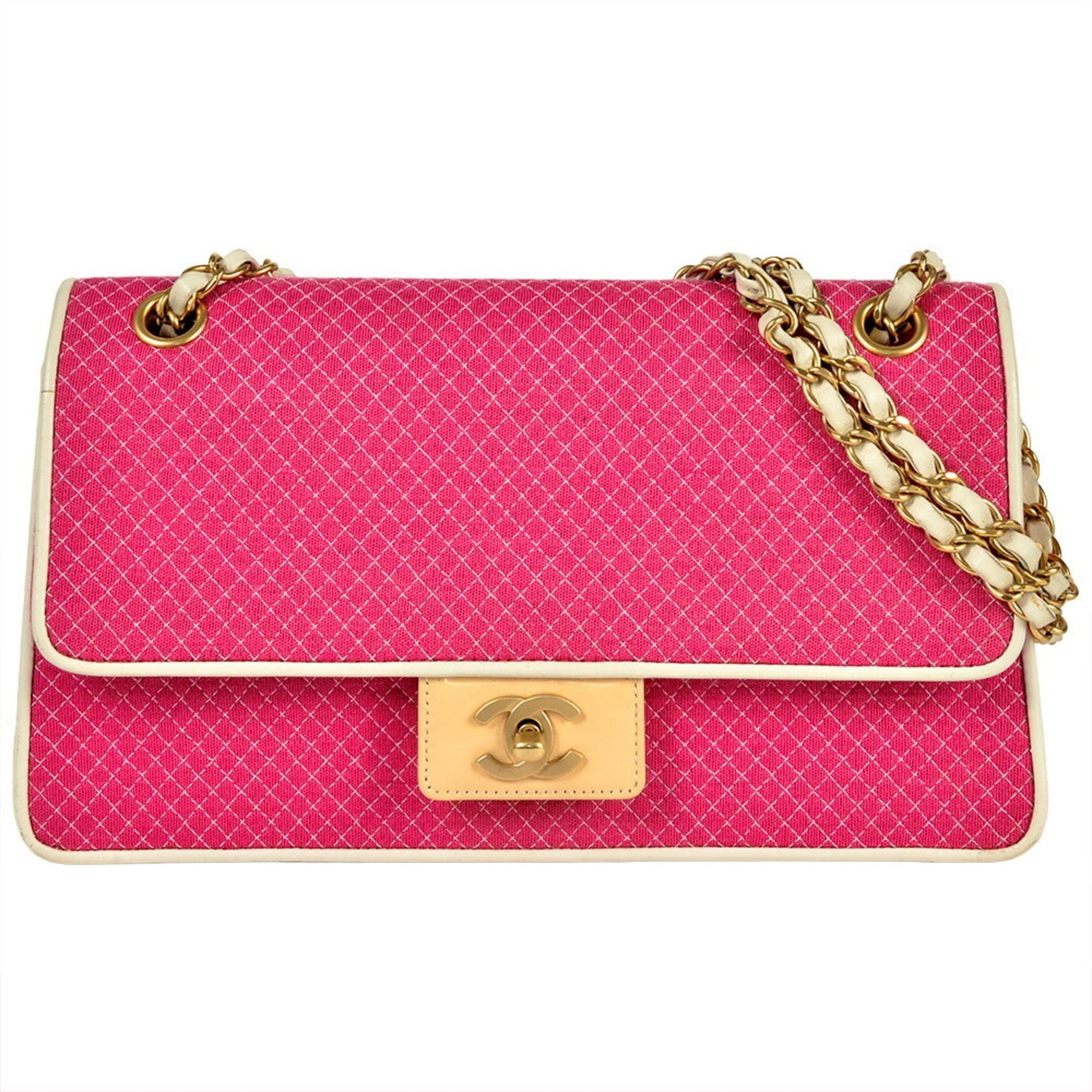 CHANEL Microquilted Chain Shoulder Bag in Jersey with Coco Mark