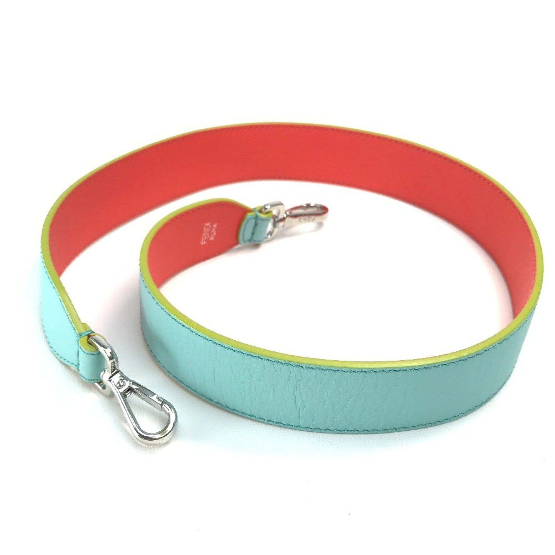 FENDI Two-Tone Strap You Bag Replacement Strap, Leather Shoulder Light Blue, Orange, and Yellow