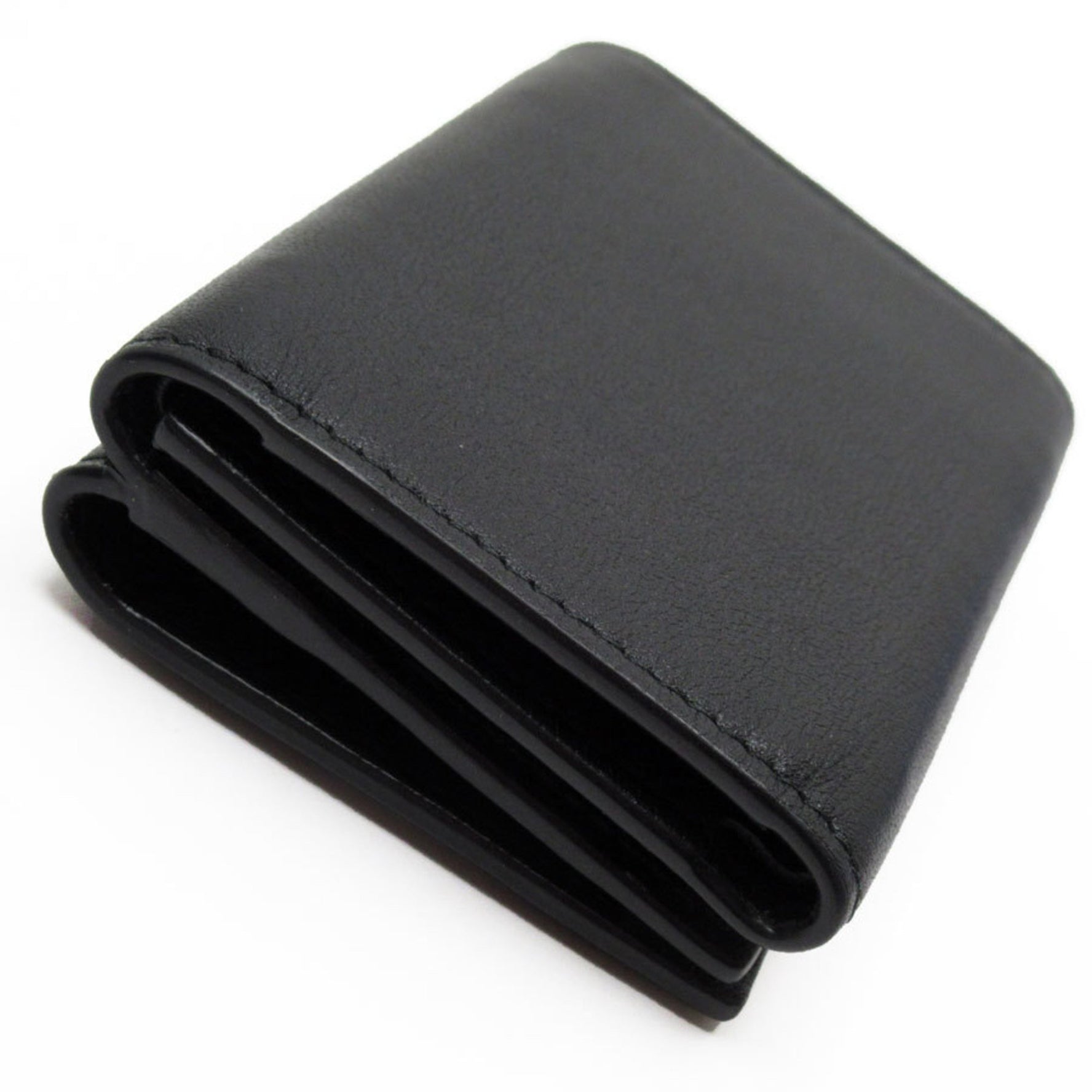 Valentino Garavani Tri-fold Wallet Leather Black x White Men's