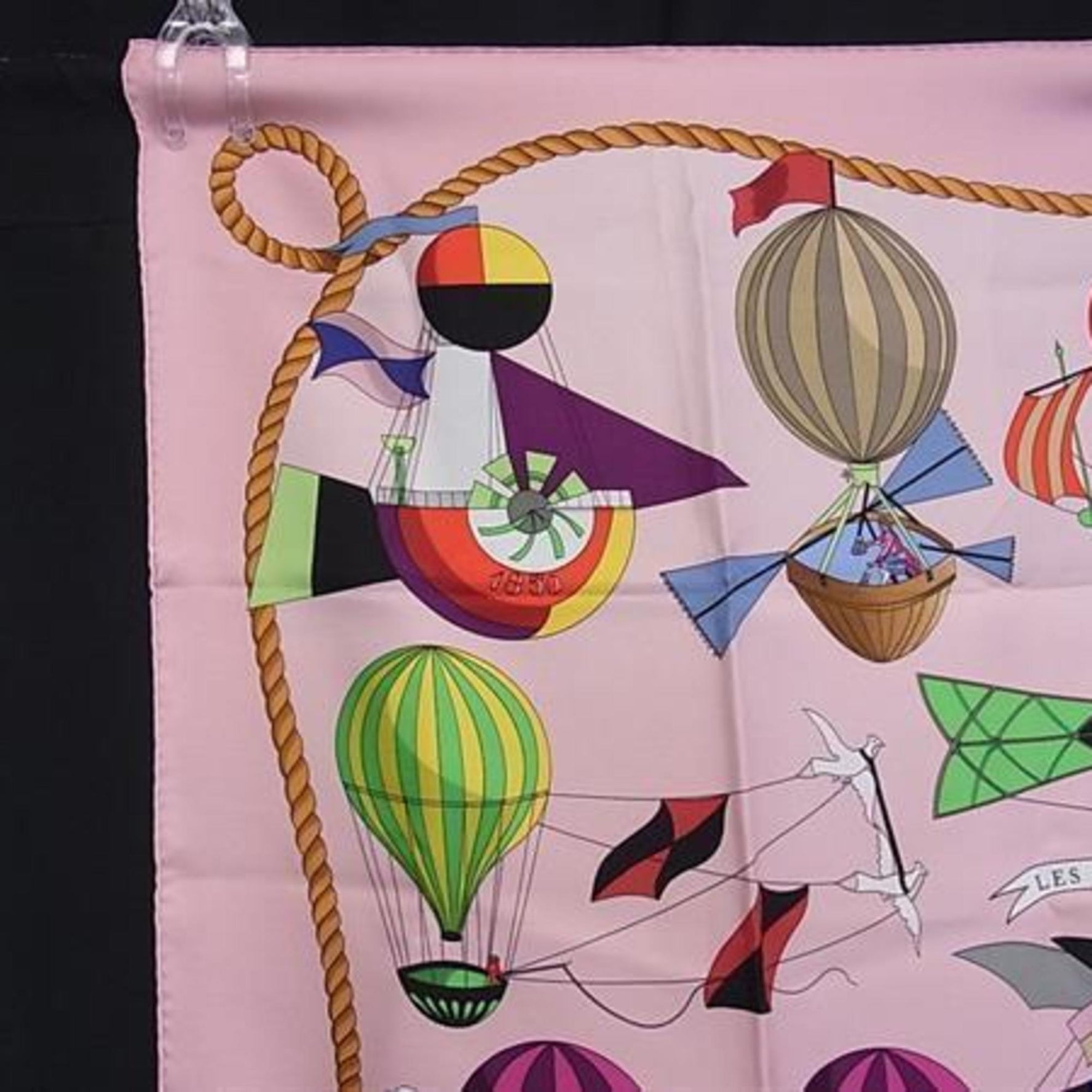 HERMES Carré 90 "Les Folies du Ciel" Scarf - Pink Multicolor, 100% Silk, Large, Women's