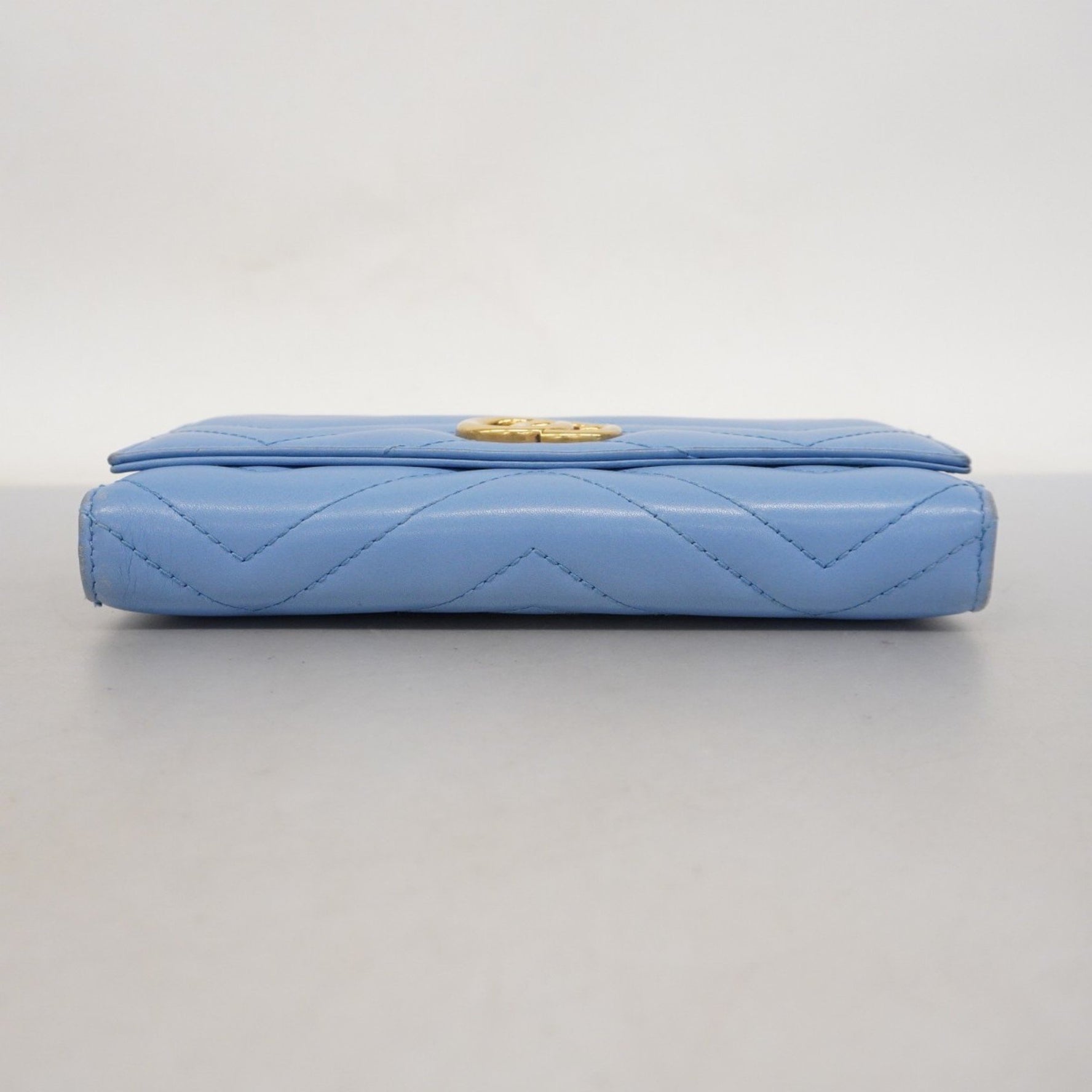 Gucci GG Marmont Long Wallet Leather Blue Women's