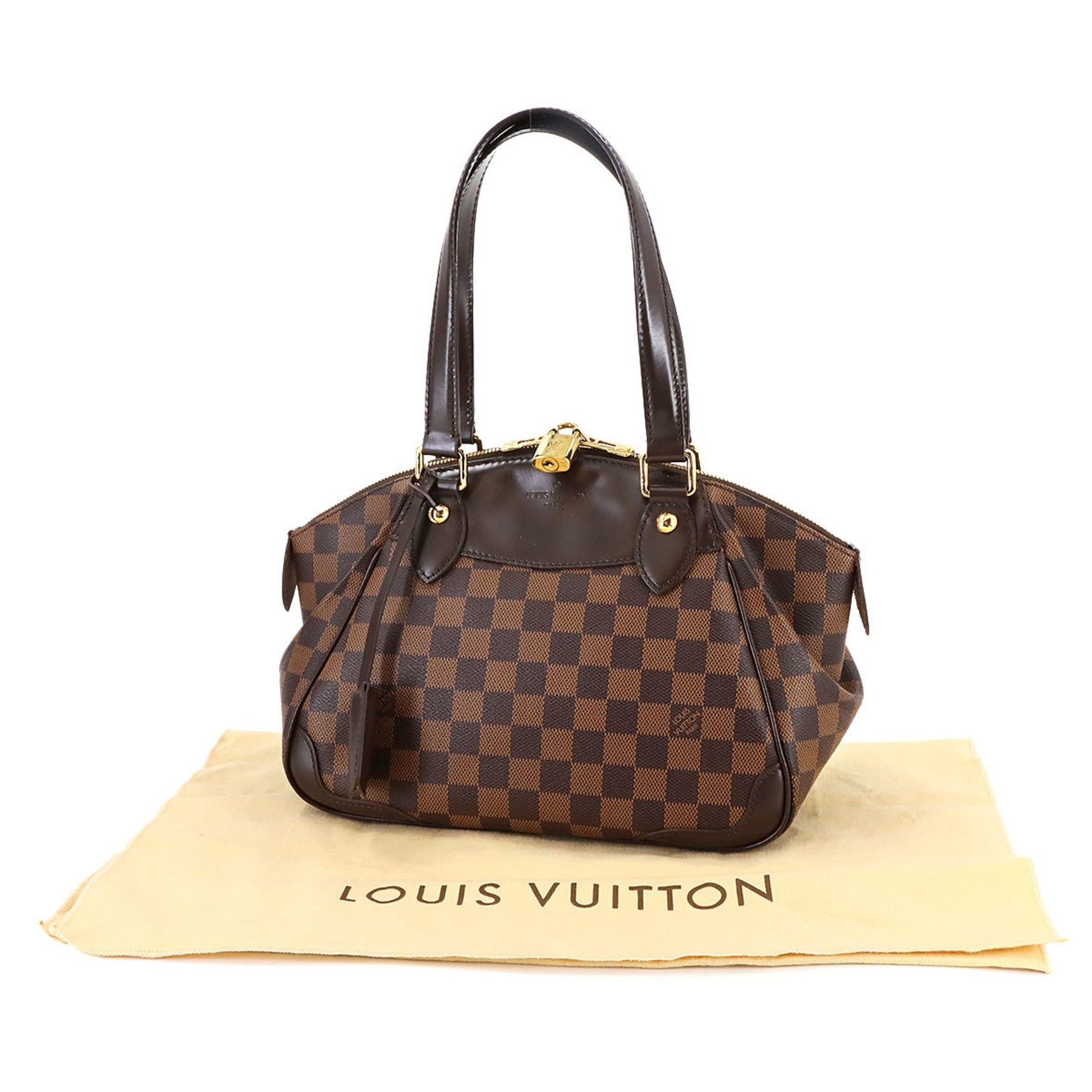 Louis Vuitton Damier Verona PM Handbag, Ebene Brown, Gold Hardware