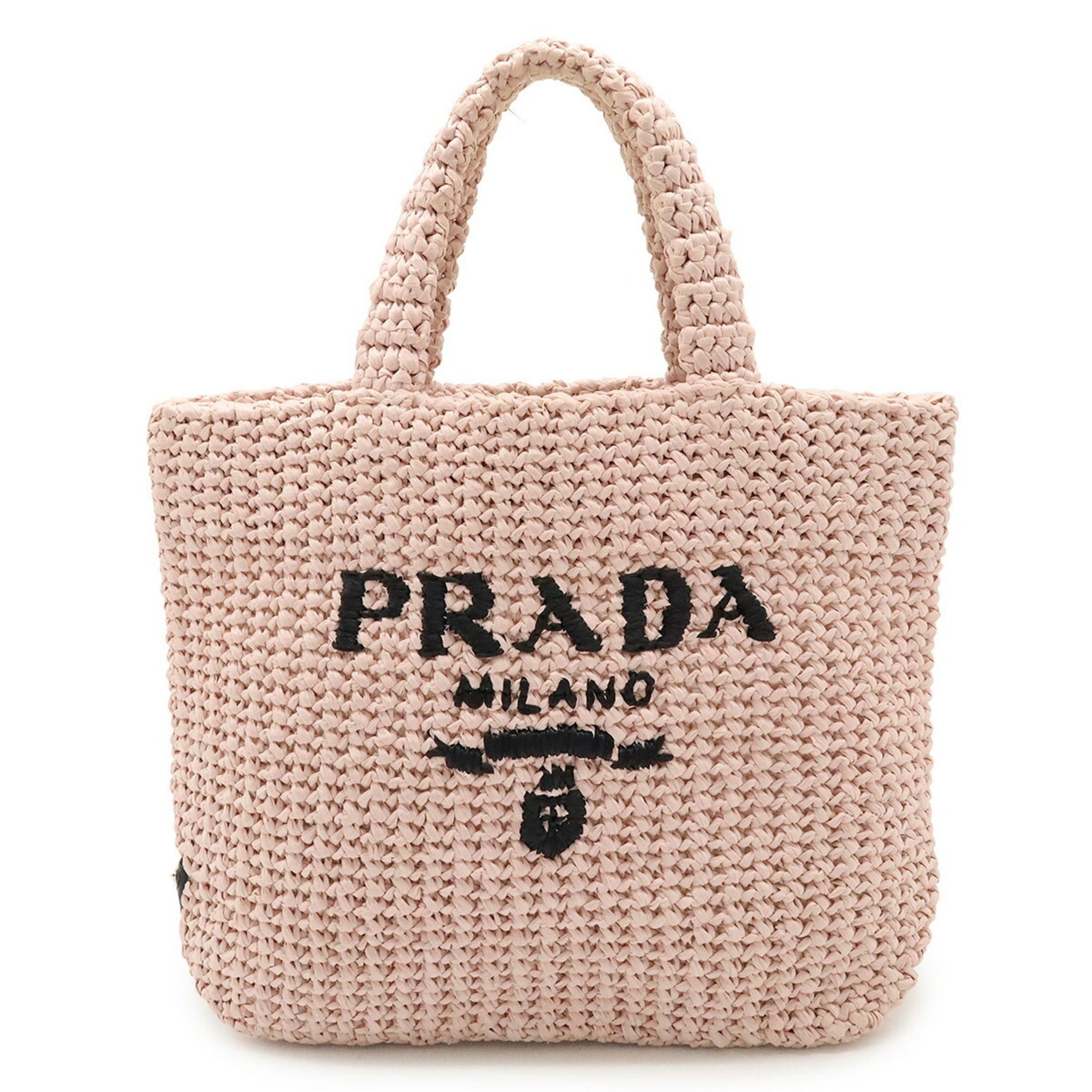 PRADA Raffia Small Crochet Handbag Tote Bag in Viscose and