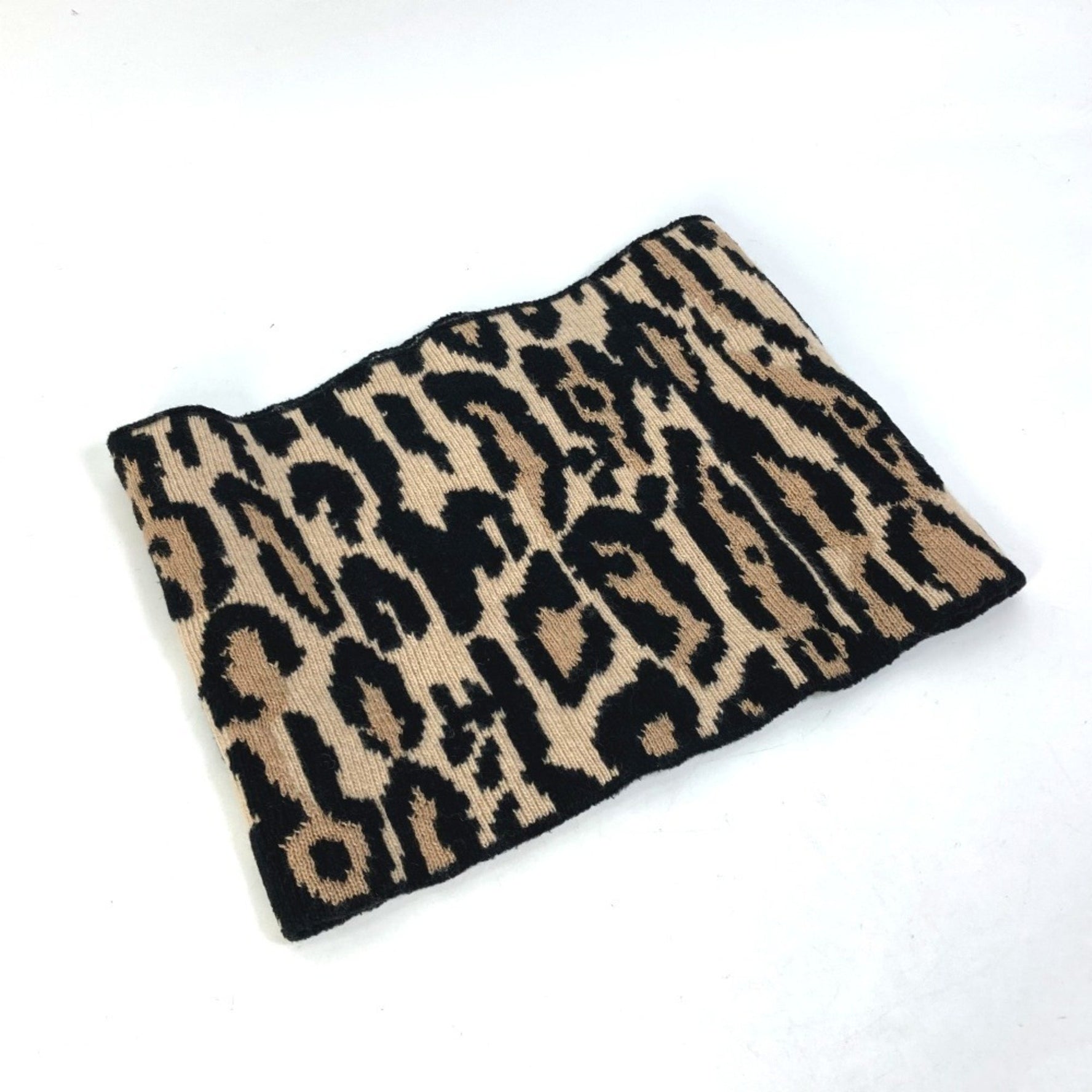 LOUIS VUITTON M74049 Leopard Print Snood with LV Leogram Sequins, Wool/Rayon Scarf, Brown, Women's