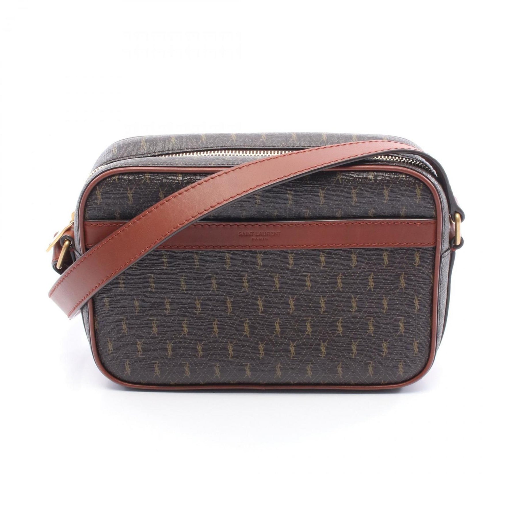 Saint Laurent Monogram Camera Bag Shoulder in PVC-Coated Canvas and Leather, 0621