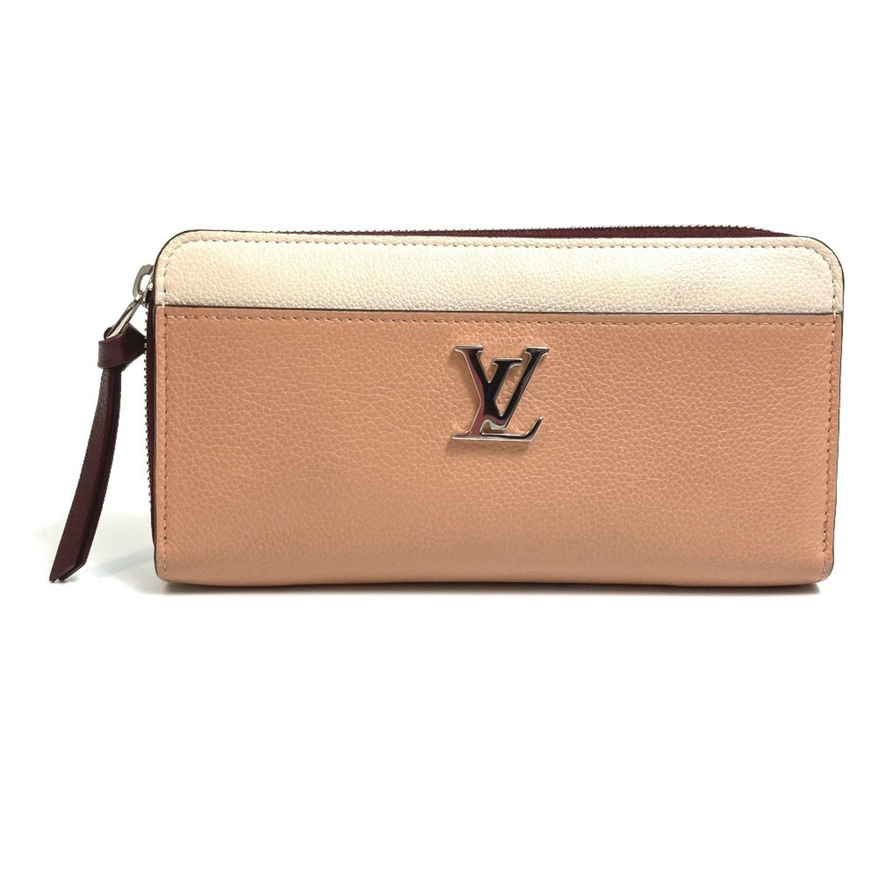 LOUIS VUITTON M67540 Zippy Lockme Long Wallet, Women's Leather, Rose Soir Quartz, Orange Beige