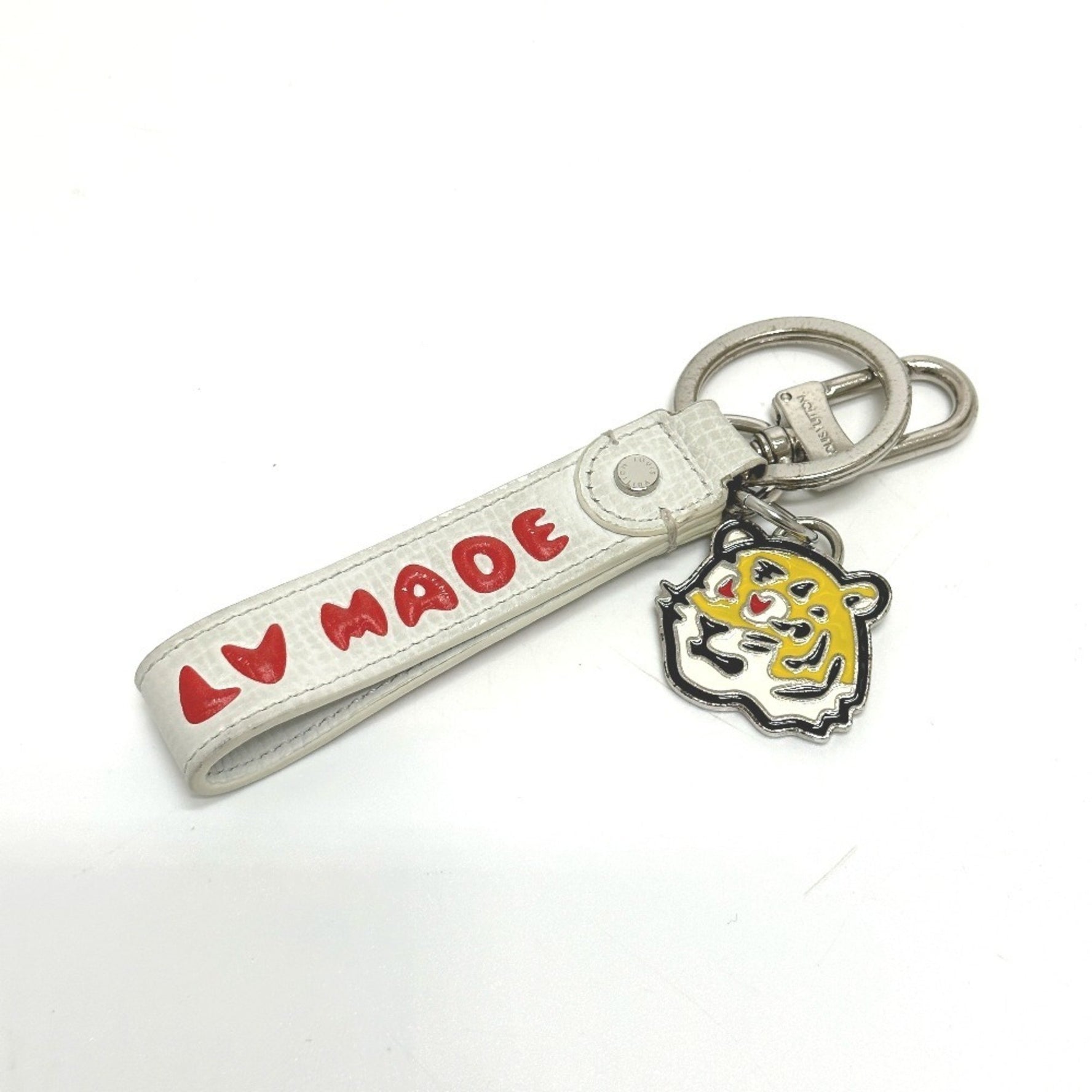 LOUIS VUITTON MP3225 NIGO Collaboration Dragonne LV MADE Strap Bag Charm Keychain Leather Men's White
