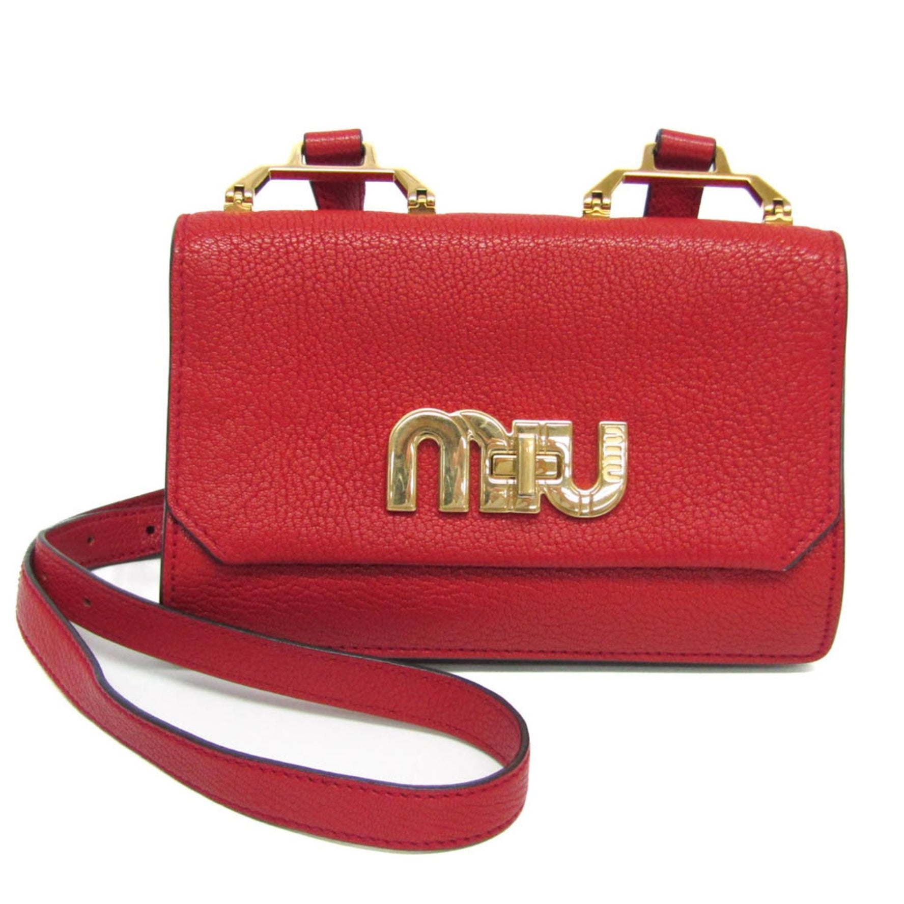 Miu Miu Leather,Suede Shoulder Bag Red Color