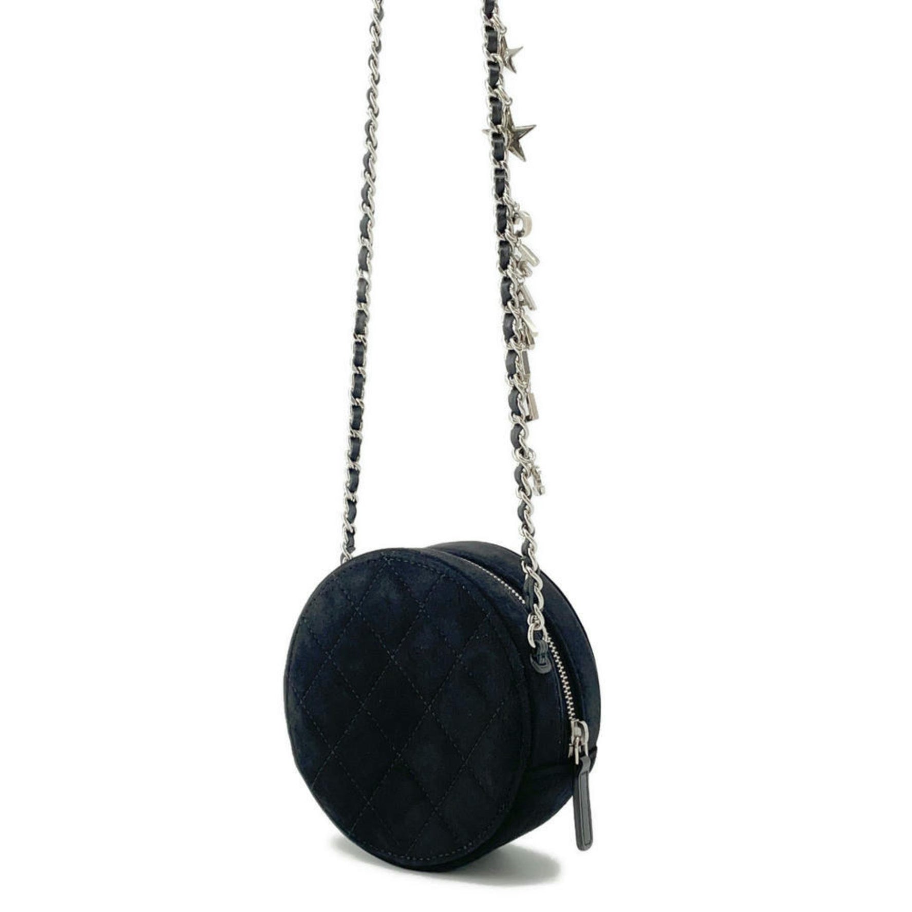 Chanel Chain Shoulder Bag Matelasse Star Motif Coco Mark Round Suede