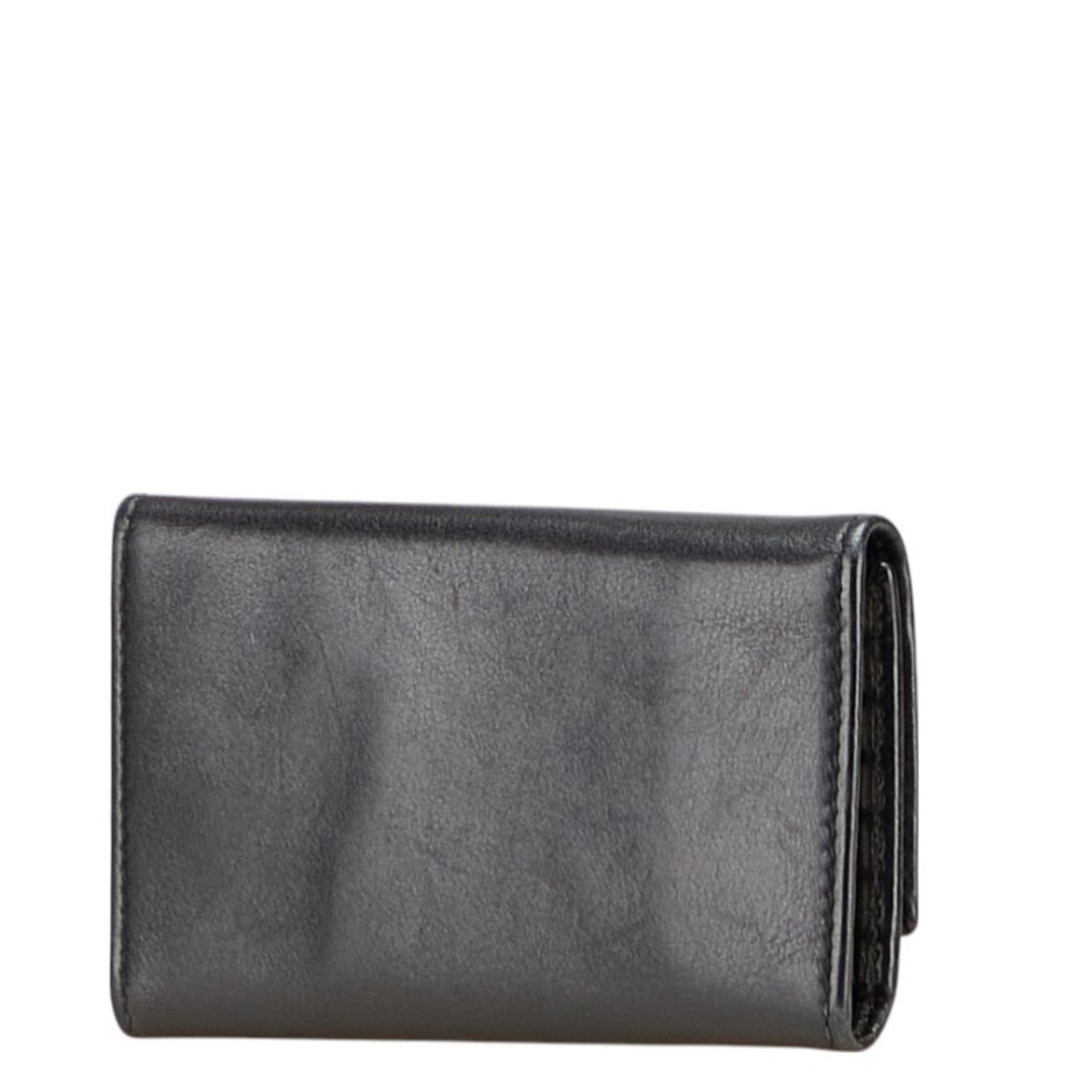 Prada Logo Metal 6-Ring Key Case, Black Leather, Women's, PRADA