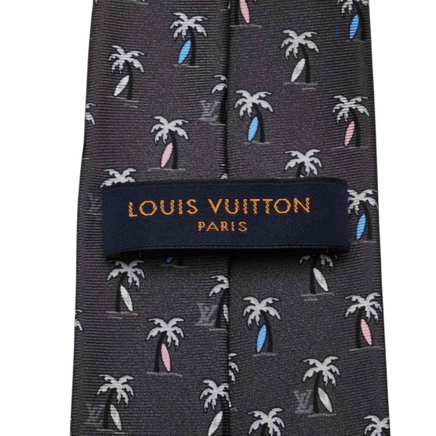 Louis Vuitton Cravate LV Palm Trees Tie M71735 Gray Multicolor Silk Men's LOUIS VUITTON