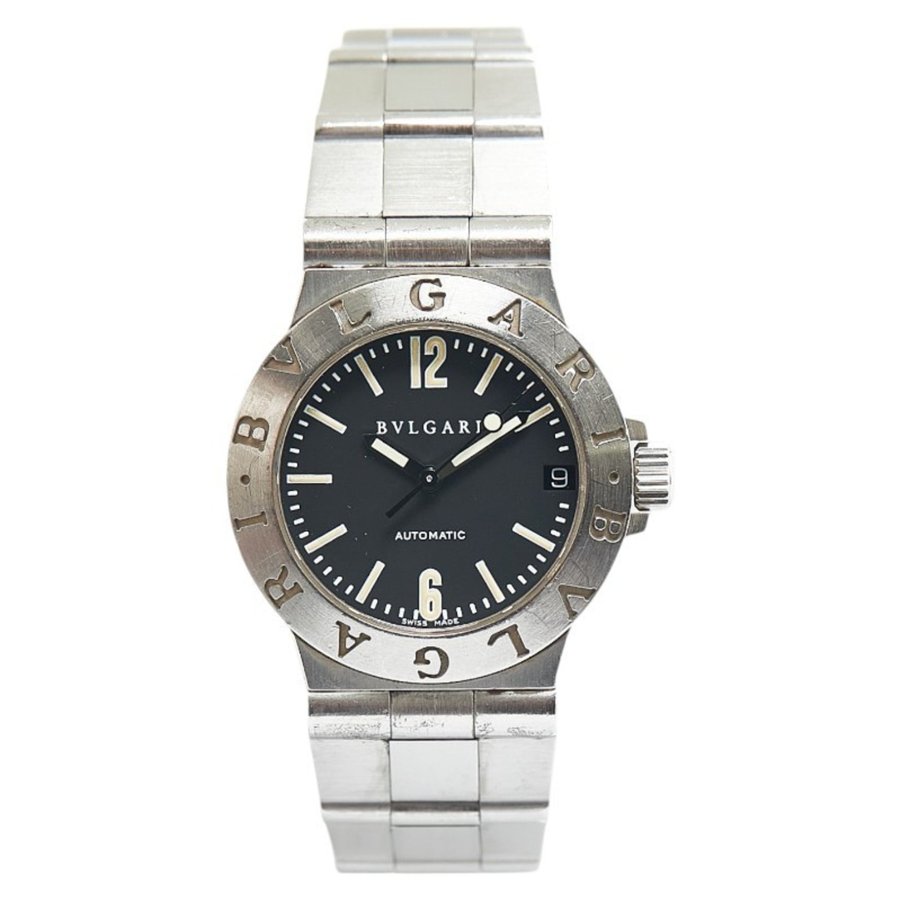 BVLGARI Diagono Sports Watch LCV29S Automatic Black Dial Stainless Steel Women's
