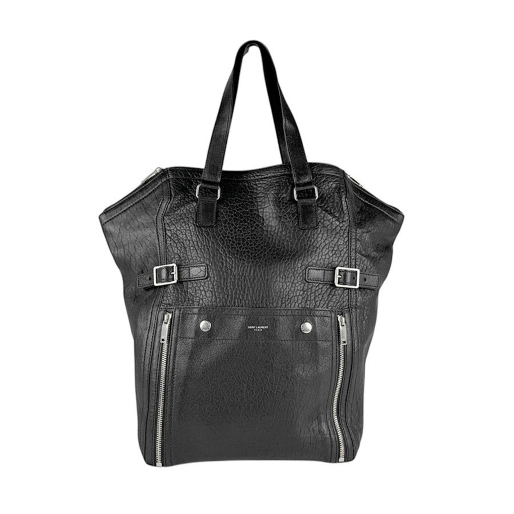 Saint Laurent SAINT LAURENT handbag leather black silver men's z4895