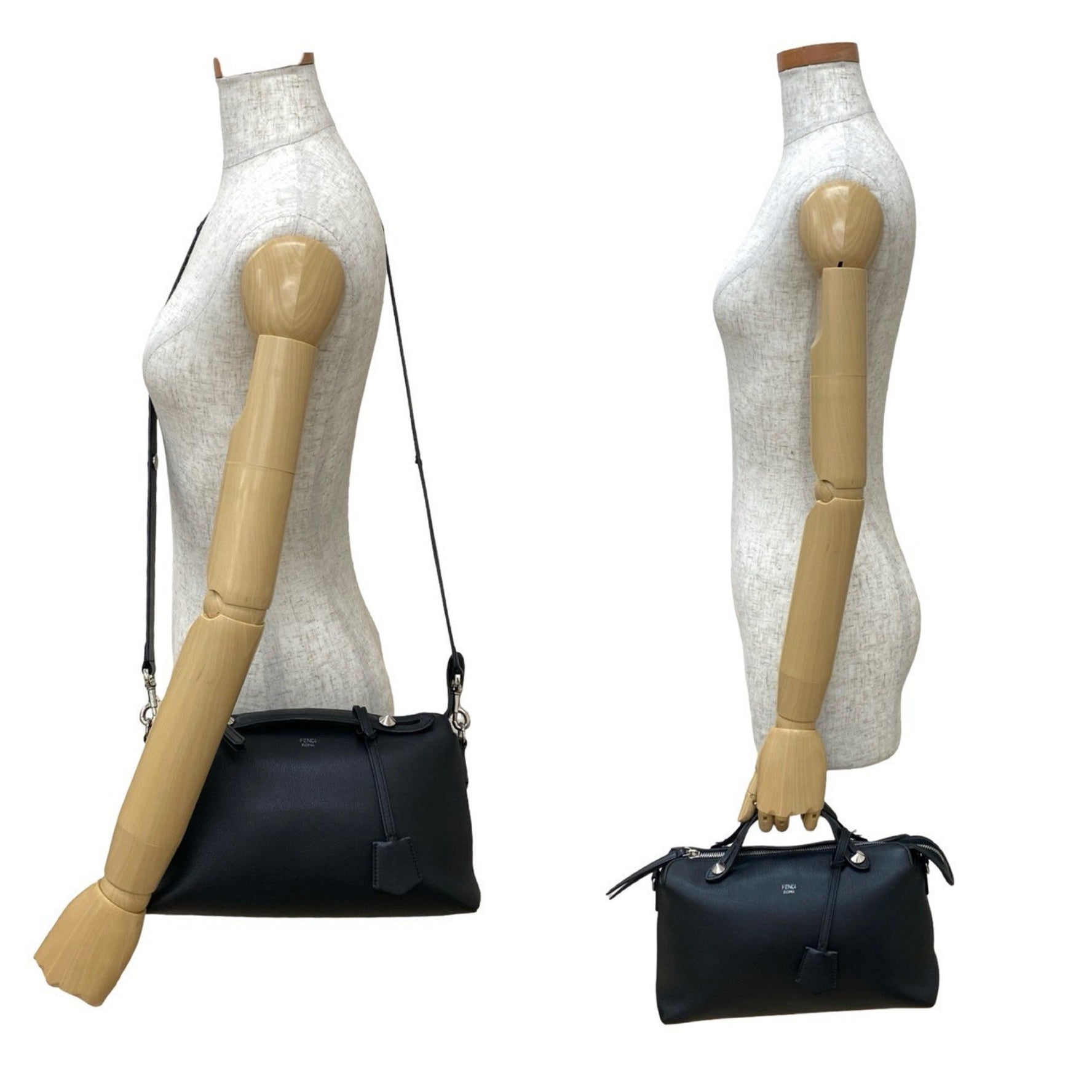 FENDI By the Way Medium Leather Handbag, Mini Boston Bag, Shoulder