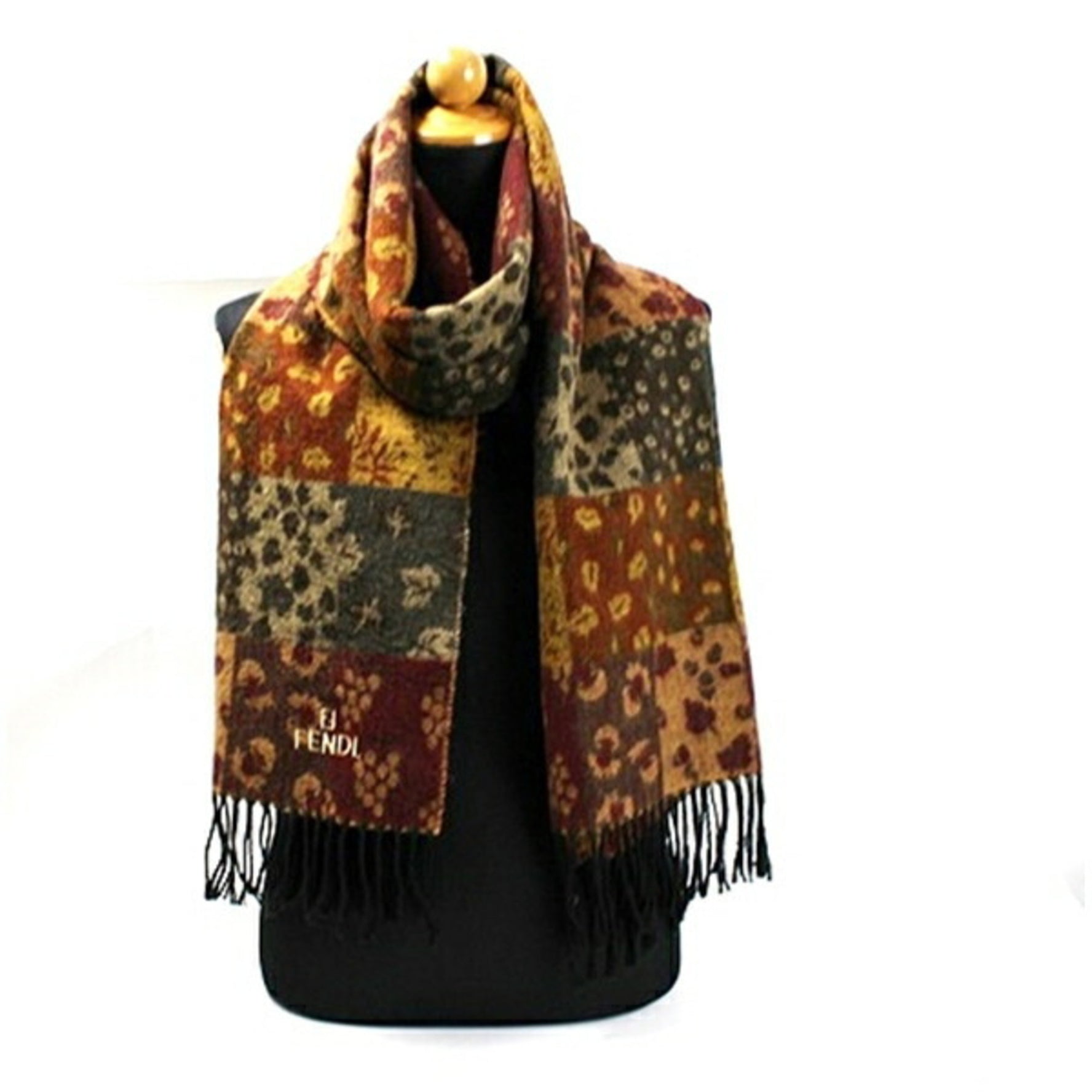 FENDI Large Scarf Brown x Khaki 188 49 cm