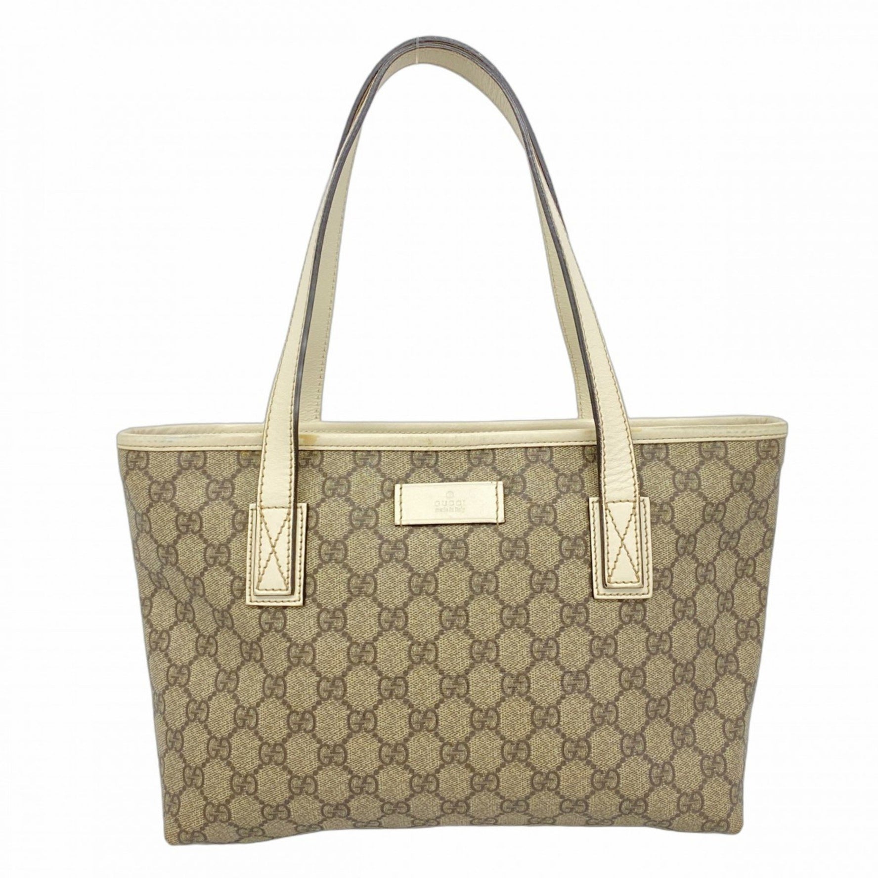 Gucci GG Supreme Tote Bag Brown White