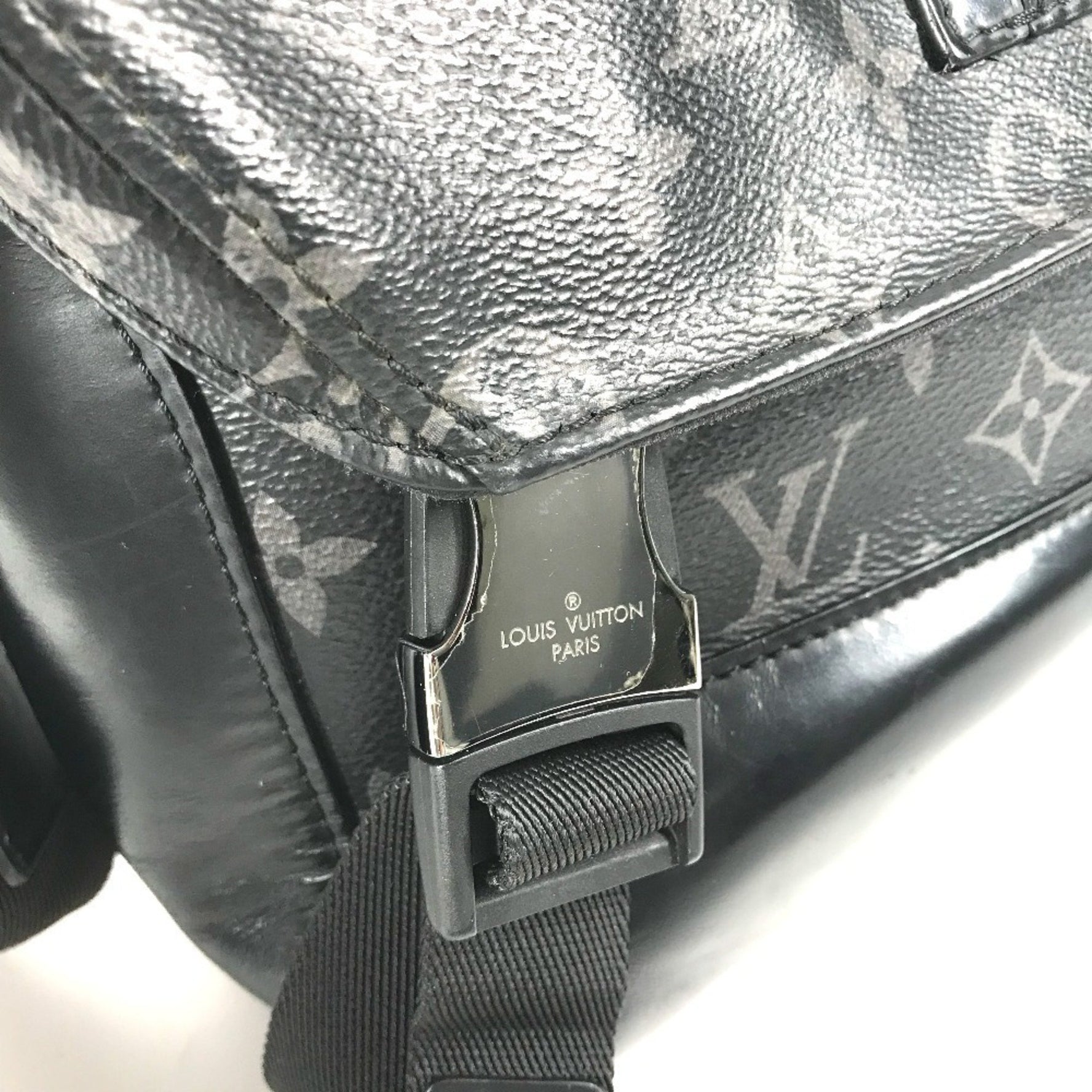 LOUIS VUITTON Monogram Eclipse Messenger Voyage PM Crossbody Flap Shoulder Bag in Canvas, Black