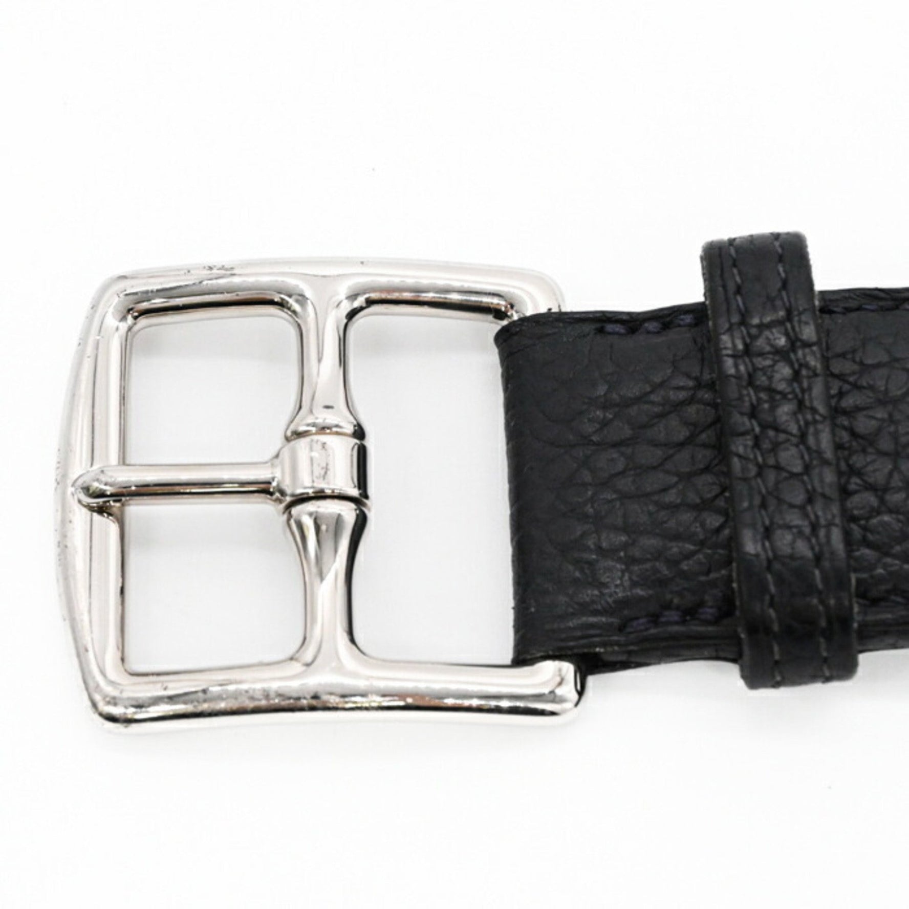 HERMES Etrivière Mesh Belt, Black, Blue, and Gray, #□R