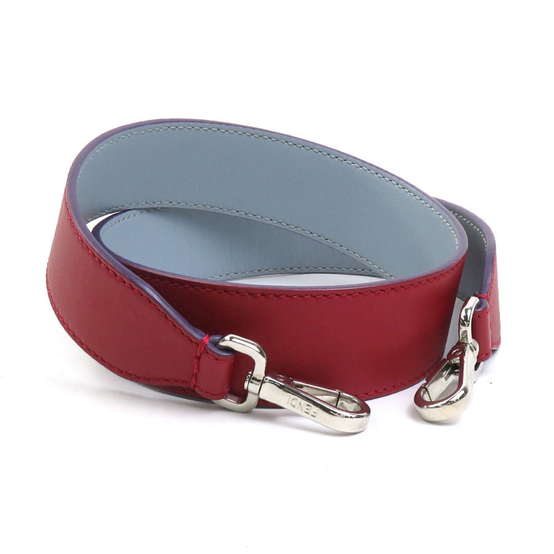 FENDI Shoulder Strap Leather Red x Light Blue