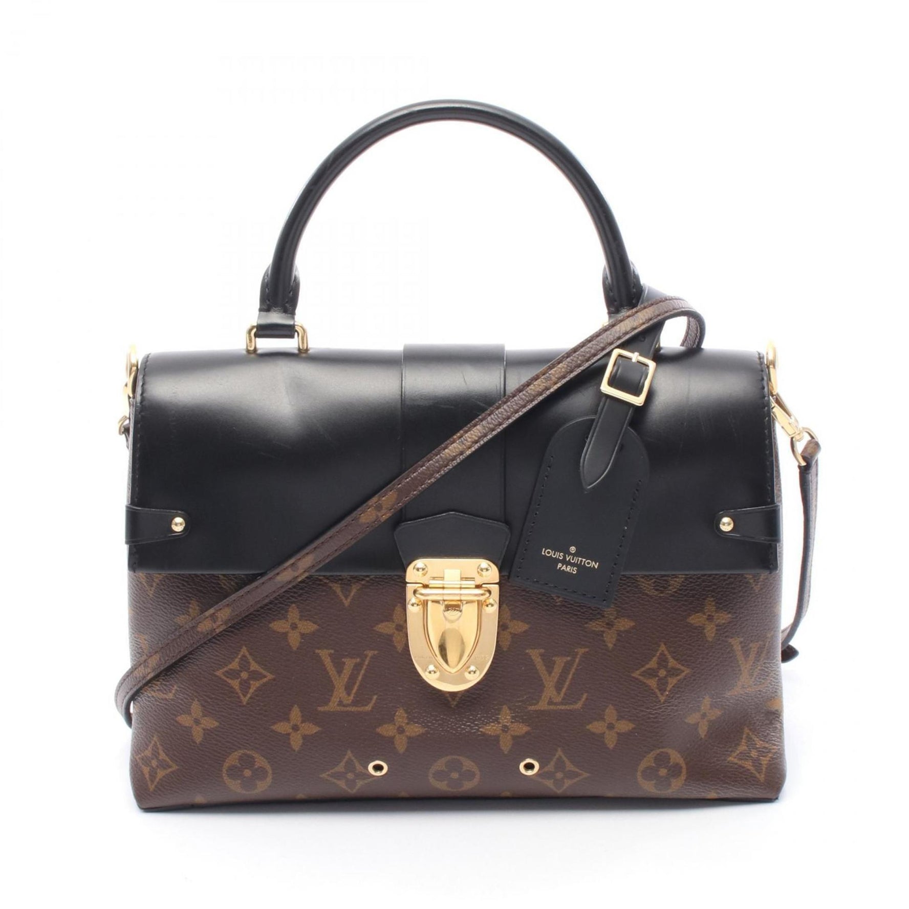 Louis Vuitton One-Handle Flap Bag MM Handbag, Coated Canvas and Leather, Monogram, Brown Black